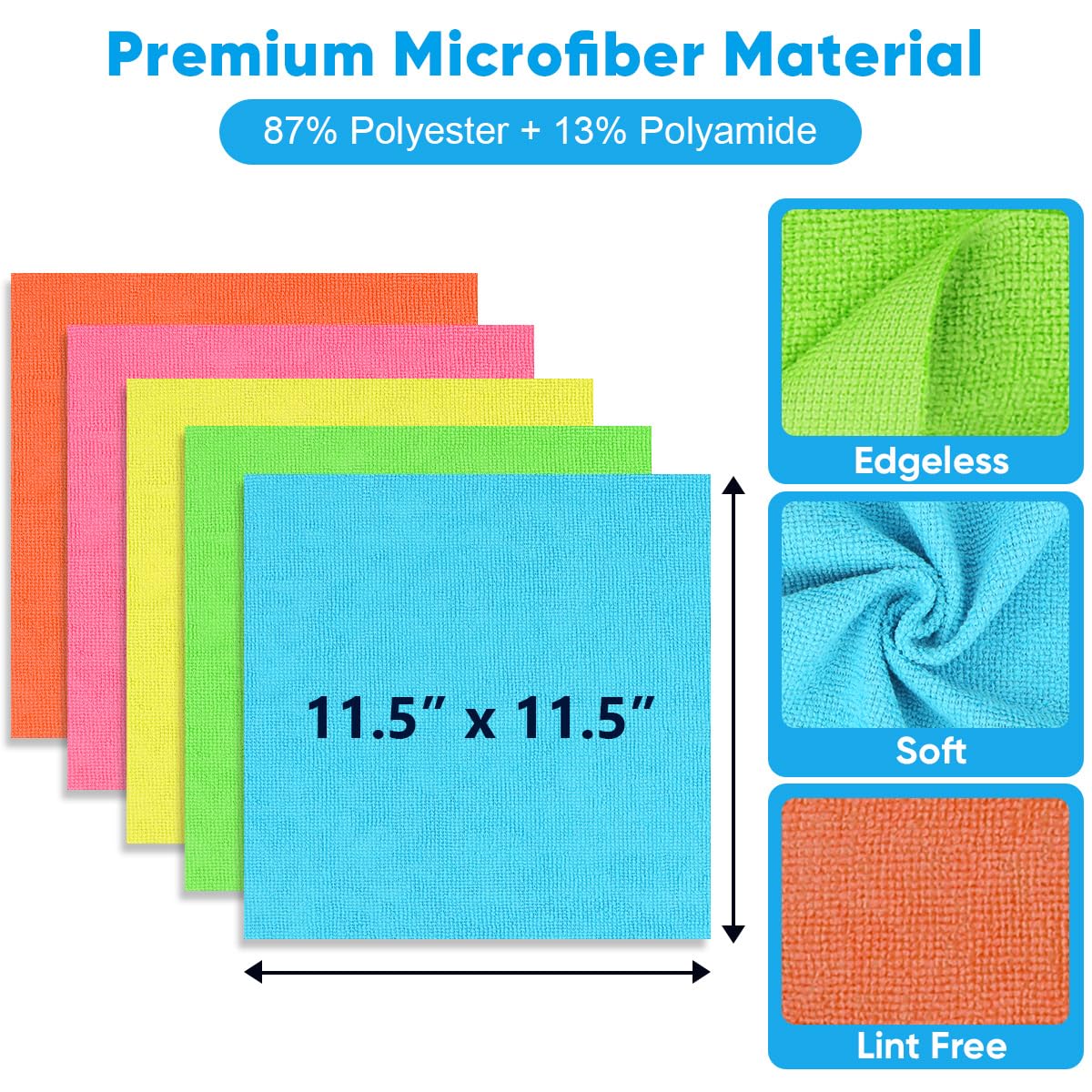 Unimade Microfiber Cleaning Cloth, 100Pk Commercial Grade Work Rags Microfiber Towels For Cars Cleaning Rags Bulk Detailing Clot