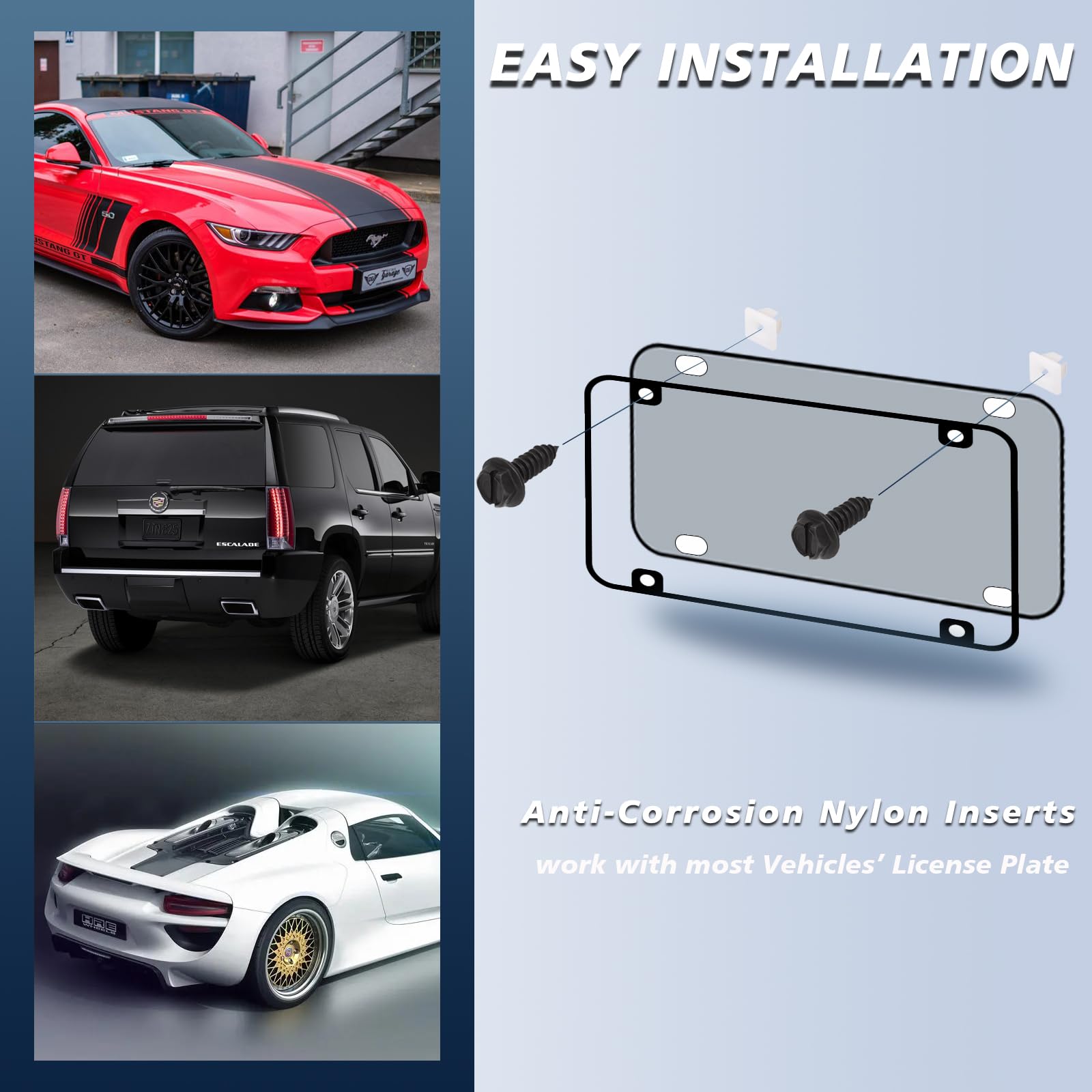 Nylon License Plate Screw Inserts - 8 Pcs | Nylon Screw Retainers For Cars Front & Back License Plate Screws, Self Tapping Gromm