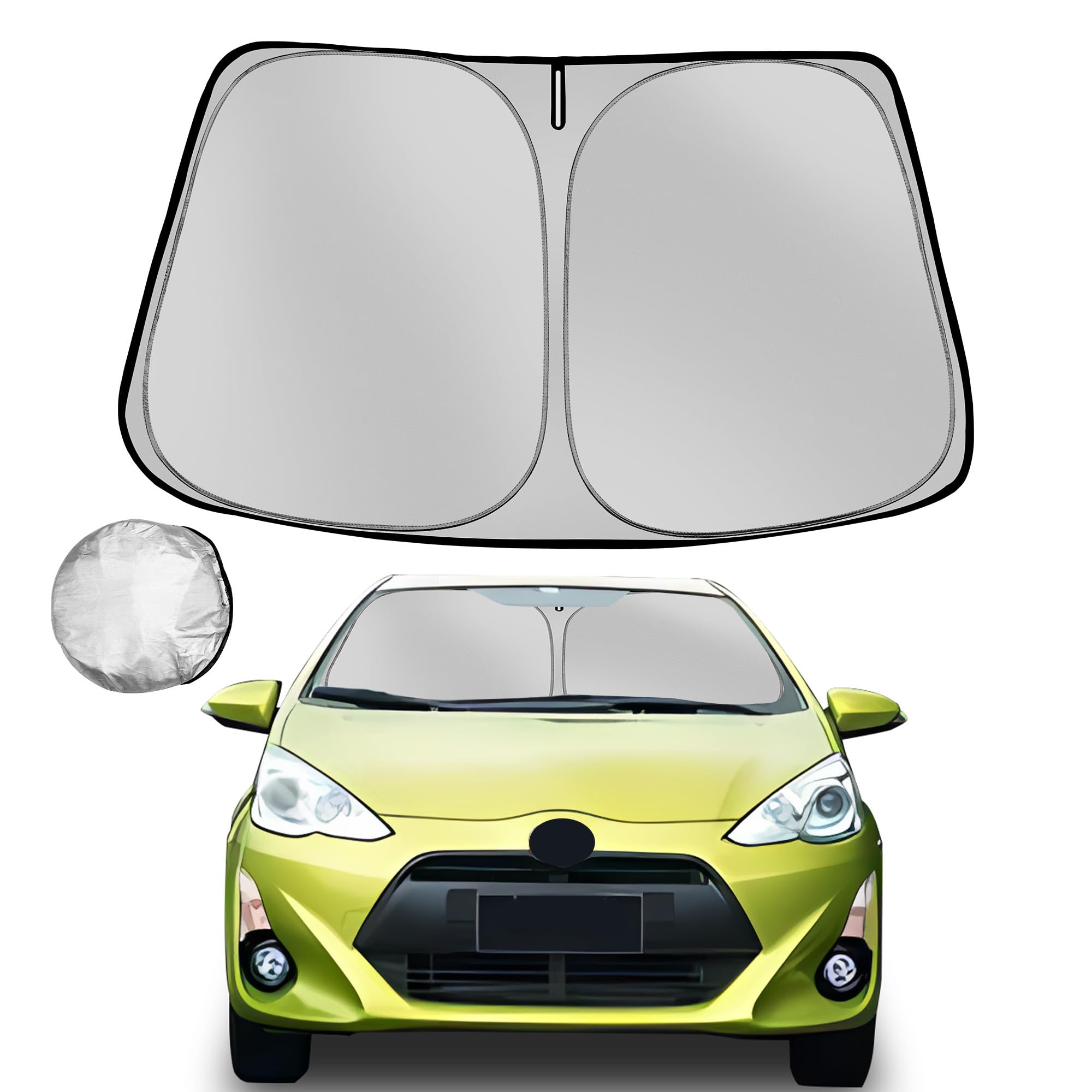 Fonowka Windshield Sun Shade For 2012-2019 Prius C Toyota Foldable Sun Sunshade For Car Front Window Blocks Uv Rays And Heat Aut