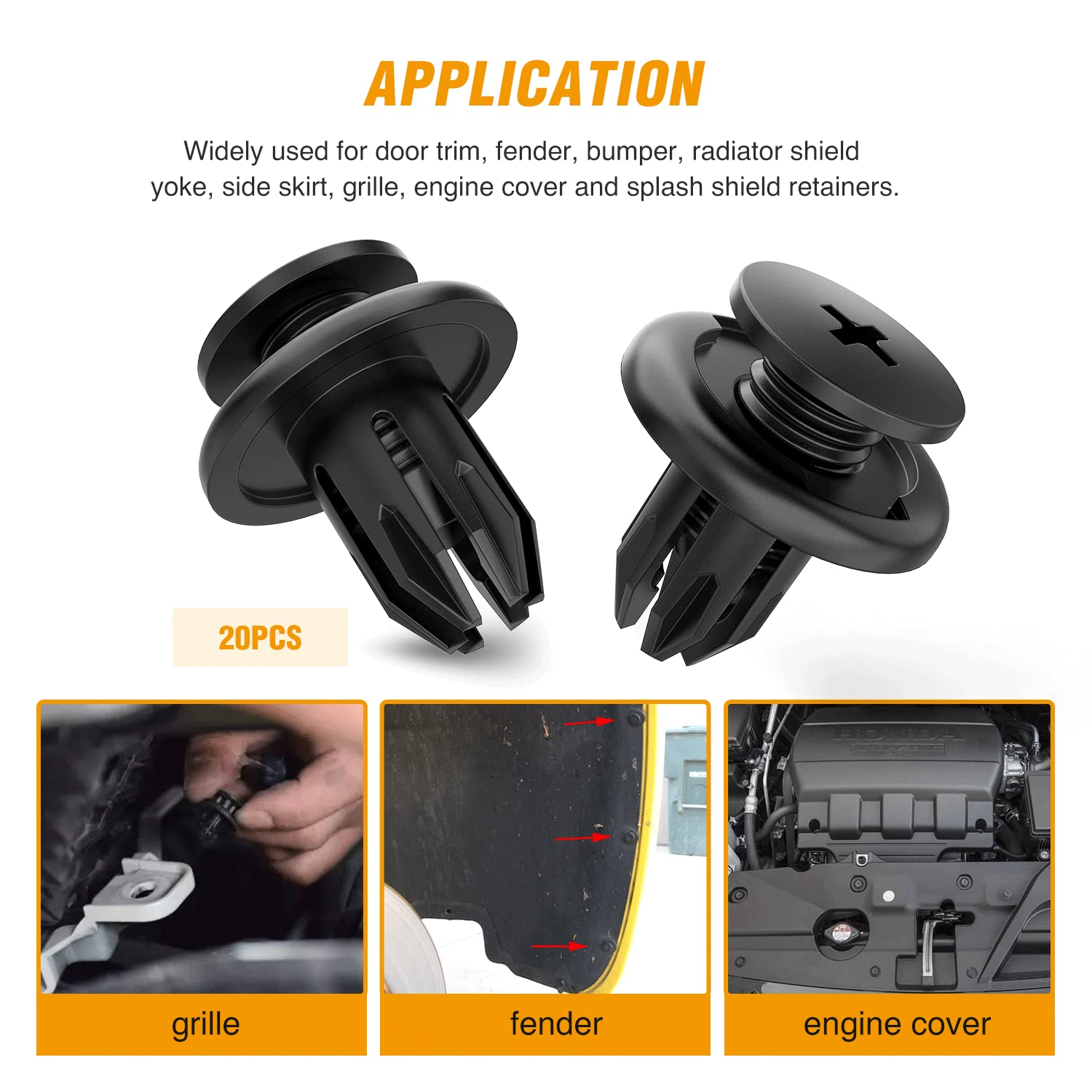 Gooacc 120Pcs Car Bumper Retainer Clips & Nylon Fasteners Rivet Kit 5Mm 6Mm 7Mm 9Mm 10Mm For Bumper Fender Hood Trunk Septum Windshield Lower Air Duct Front Seat Upholstery, With 1Pc Fastener Remover