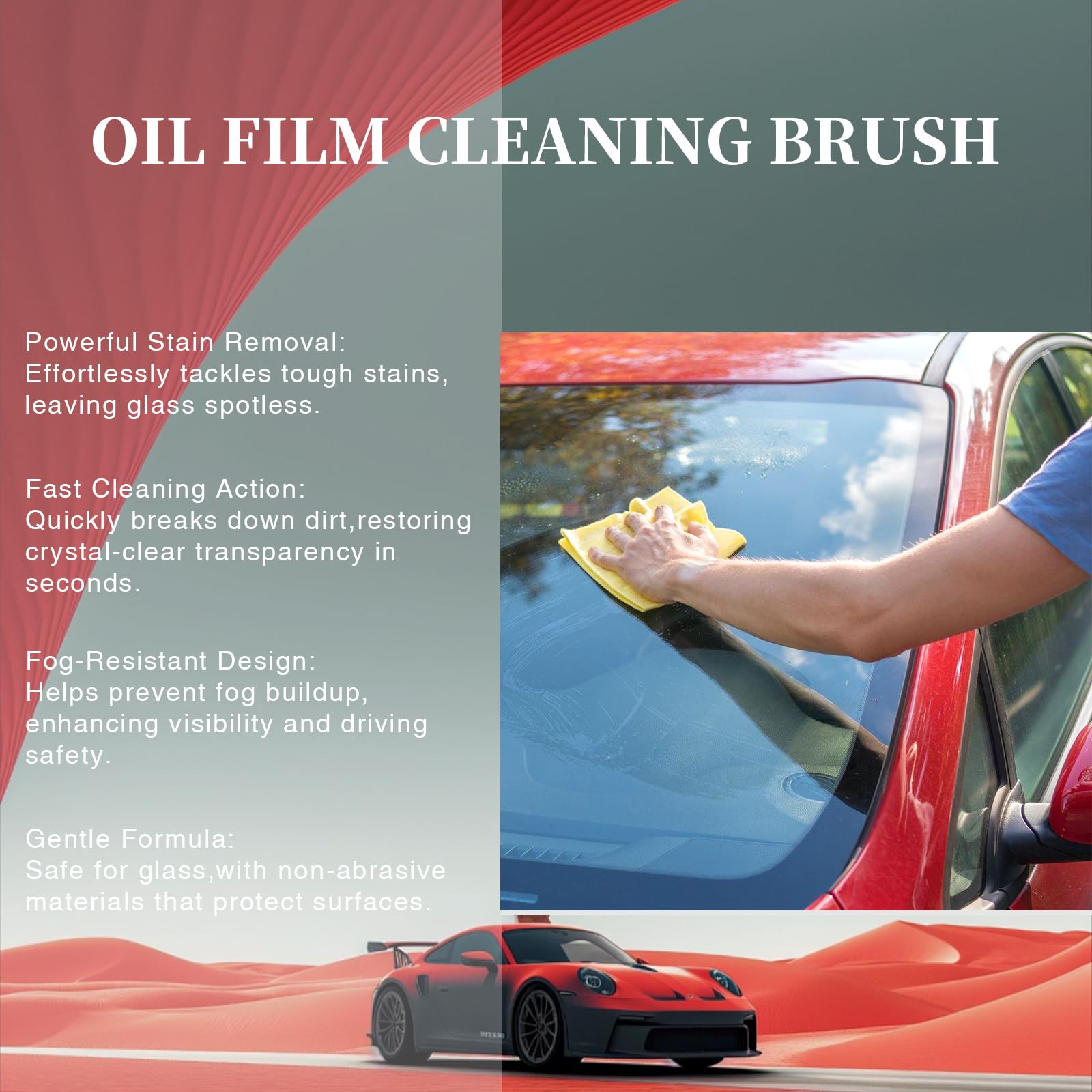 2-Pack Automotive Oil Film Cleaning Brush for Car Windows - Glass Cleaning Board, Anti-Fog Rain Glass Cleaner, Interior & Exteri