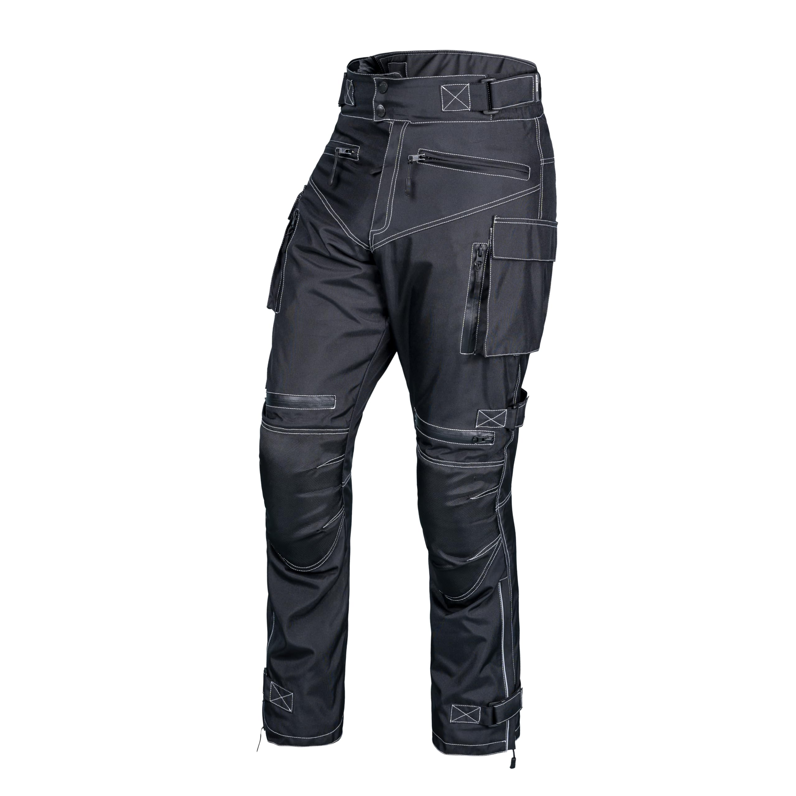 WICKED STOCK Mens Waterproof Armored Motorcycle Riding Dual Sport Pants Protective CE Level-1 Black