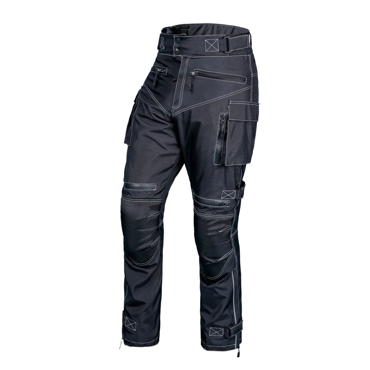 WICKED STOCK Mens Waterproof Armored Motorcycle Riding Dual Sport Pants Protective CE Level-1 Black