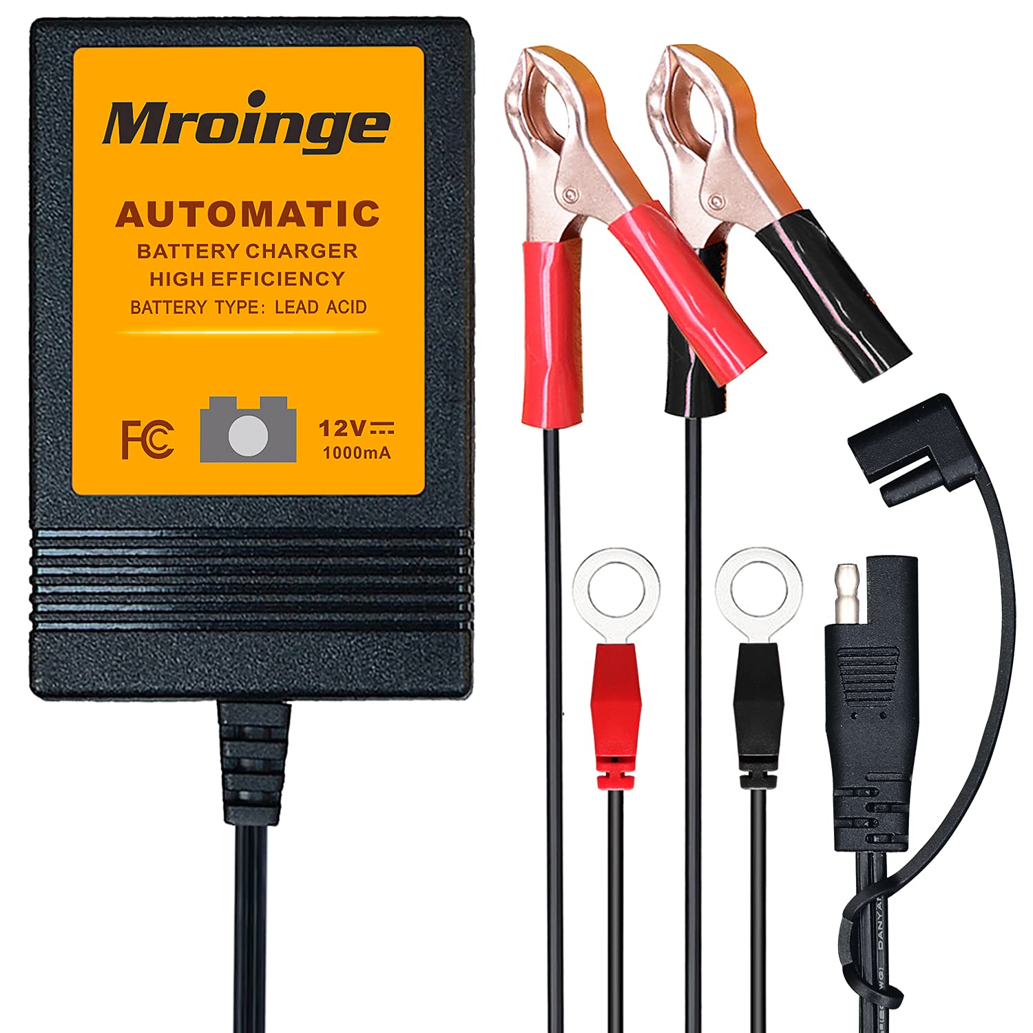 Mroinge Trickle Battery Charger 12V 1000Ma Smart Automatic Battery Charger & Maintainer And Float Charger For Motorcycle, Atv, L