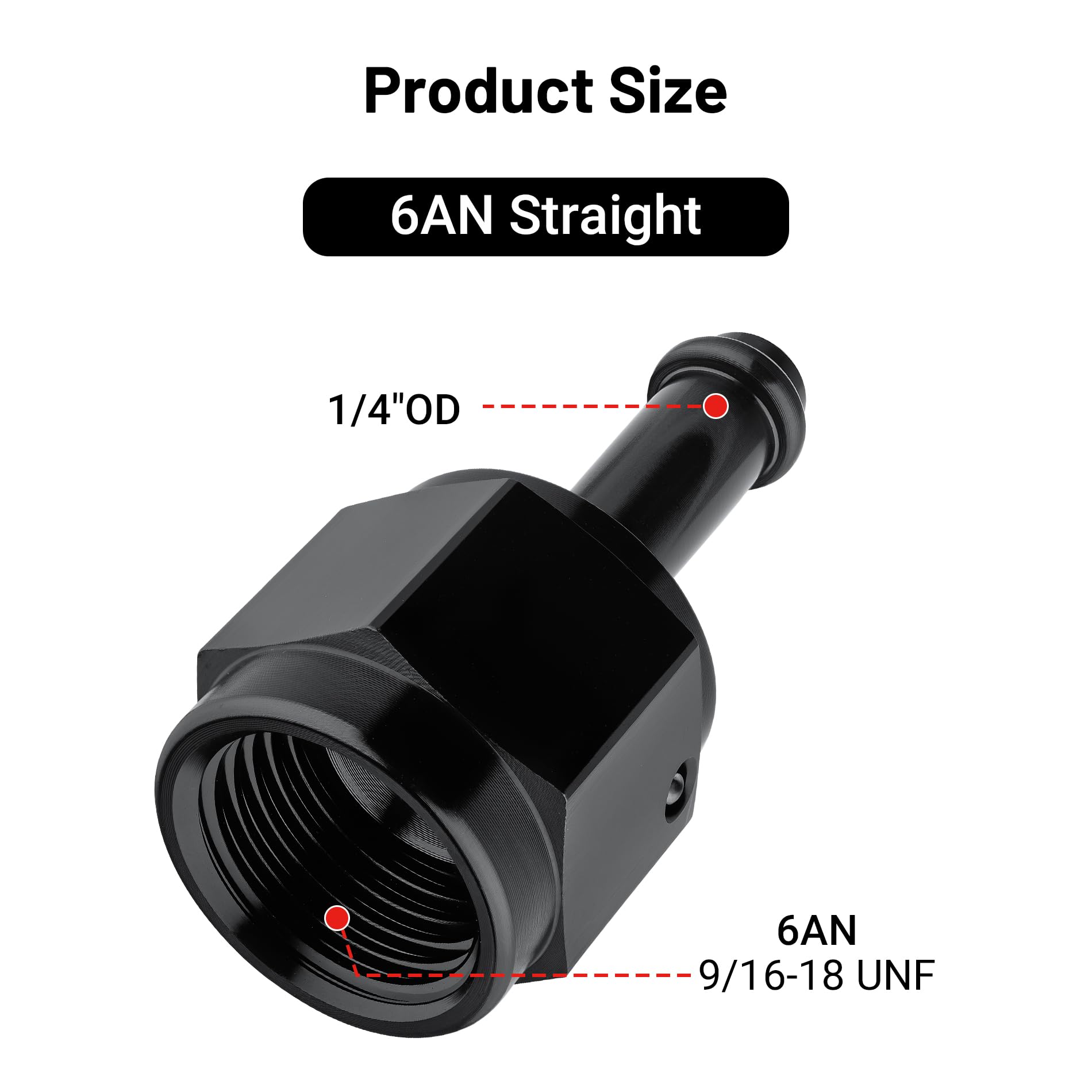 EVIL ENERGY 6AN Female to 1/4'' Barb Hose Fitting Straight Swivel 2PCS
