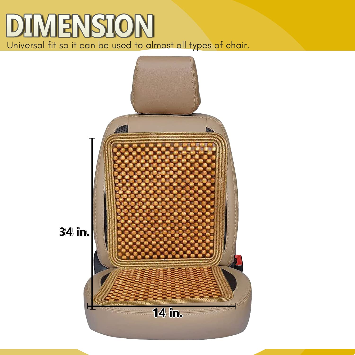 Zonetech Wooden Beaded Car Driver Seat Cushion - Natural Double Strung Massaging Universal Comfortable Car Seat Cover Cushion Wi