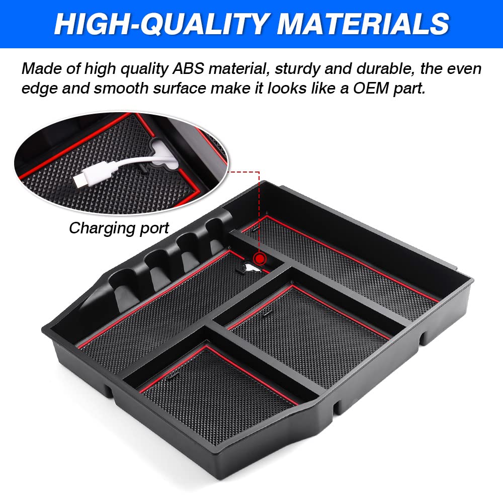 Autorder Compatible With Center Console Organizer Ford F-150 F150 2021 2022 2023 Accessories Armrest Box Secondary Storage Box I