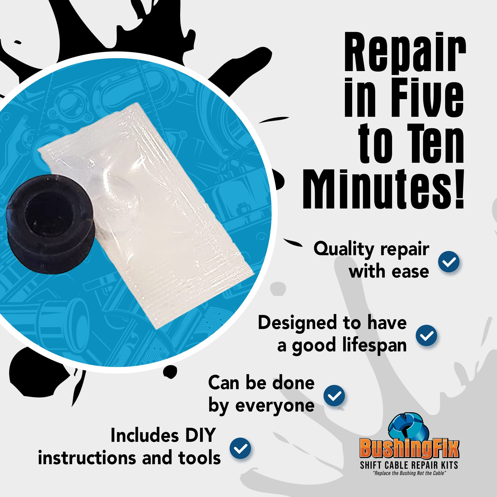 BushingFix JE1Kit - Automatic Transmission Shift Cable Bushing Repair Kit, Replacement Shifter Cable Bushing, Quality Transmissi