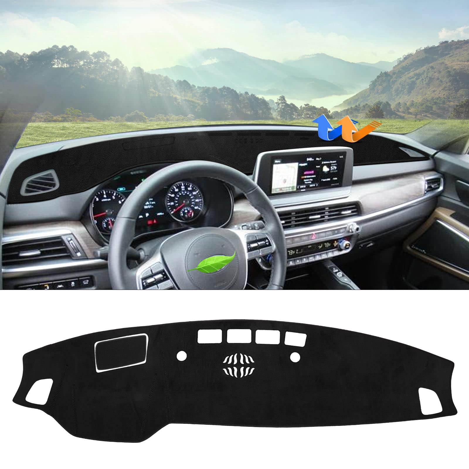 Autorder Dashboard Cover Mat For 2020 2021 2022 Kia Telluride Accessories Dash Cover Flannel Dash Mat Sunshade Glare Uv Rays Pro