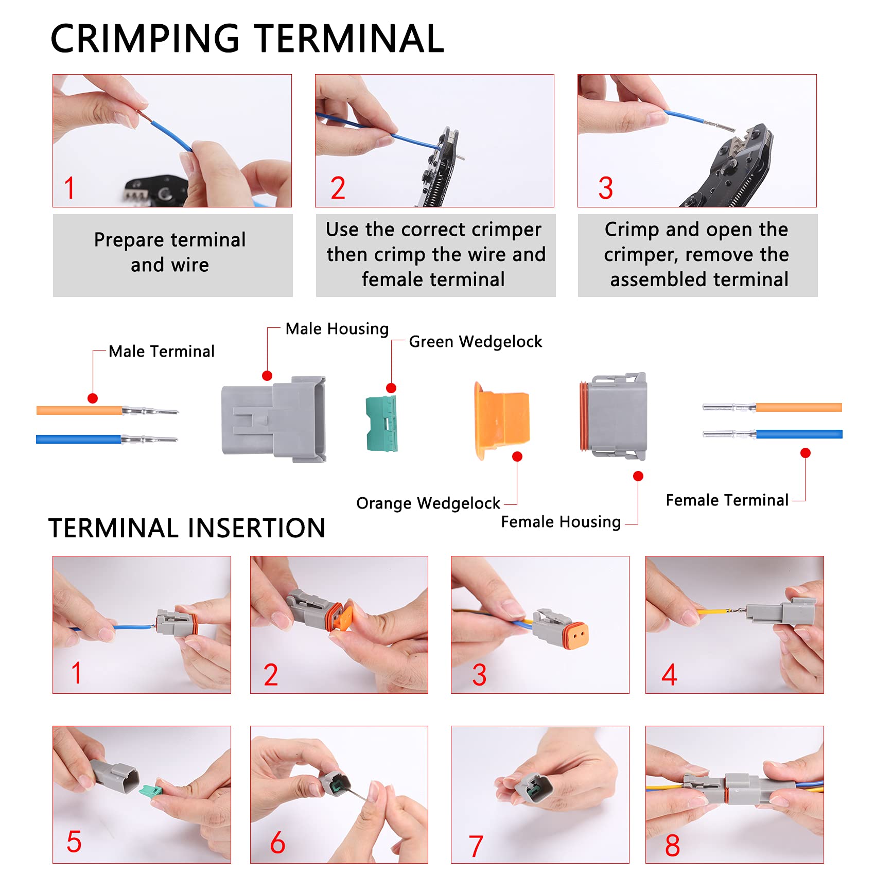 Muyi 12 Pin Connector 3 Kits Dt Series Automotive Connectors Ip67 Waterproof Electrical Wire Connector Heavy Duty 14-18 Awg Wire