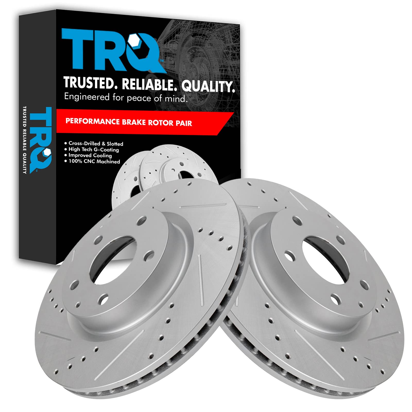 Trq Front Performance Brake Rotors Set Premium G-Coated Compatible With 2014-2018 Mazda 3 2016-2020 Cx-3