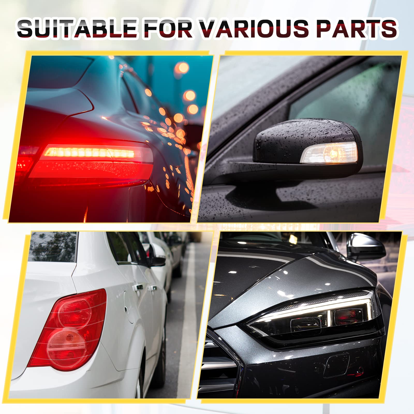 16.4 ft x 2 Inches Self Adhesive Repair Light Tape Auto Tail Light Tape Fog Lights Tint Tape Headlight Lens Tape (Red, Clear, 2