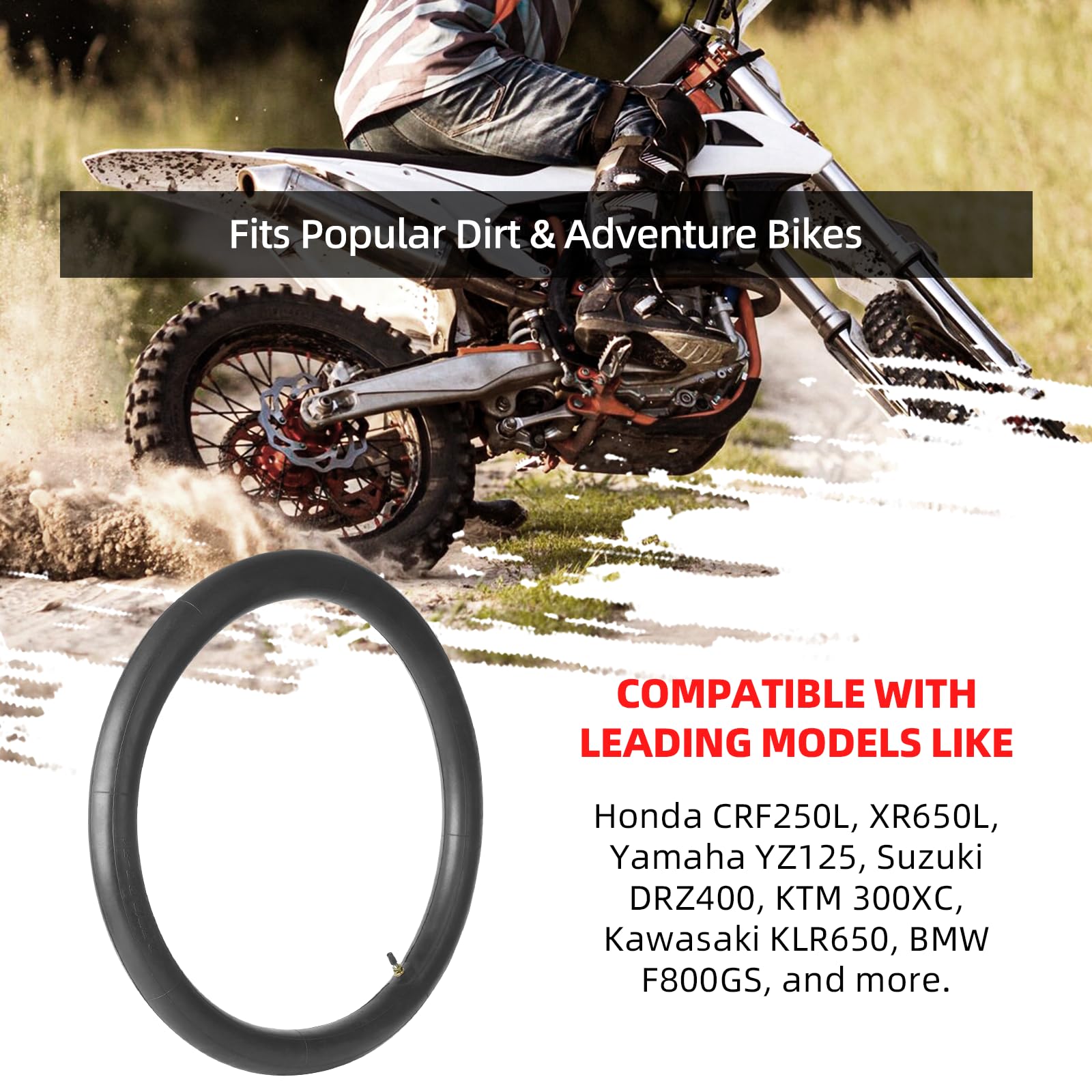 AR-PRO Heavy Duty Dirt Bike Inner Tube 2.75/3.00-21, TR4 Valve Stem, Premium Rubber, 90/90-21, 80/100-21