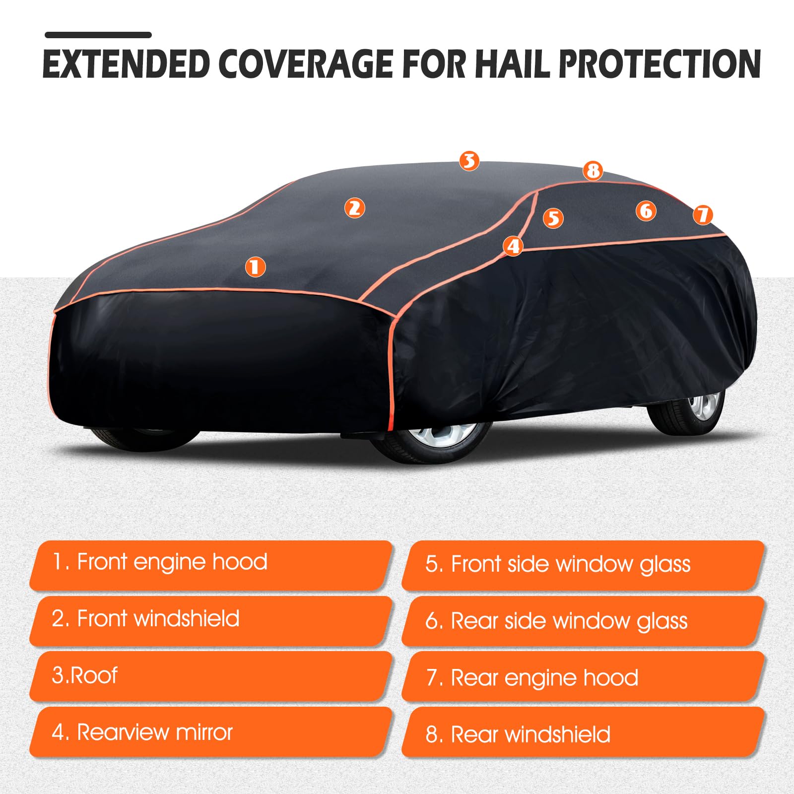 Hail Protector Car Cover, Thickened Multi-Layered EVA Car Hail Protector Size A2 Fit for Toyota Corolla, Honda Civic, Kia Forte,