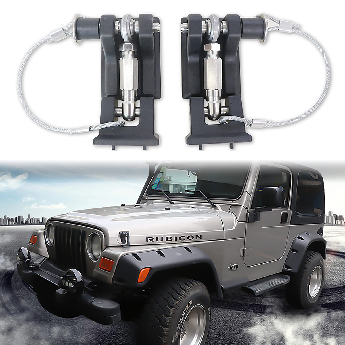 Sukemichi Tj Hood Latches For Jeep Wrangler, Locking Hood Latch For 1997-2006 Jeep Wrangler Tj Accessories, Upgrade, Eliminate Hood Flutter Bounce,1Pair