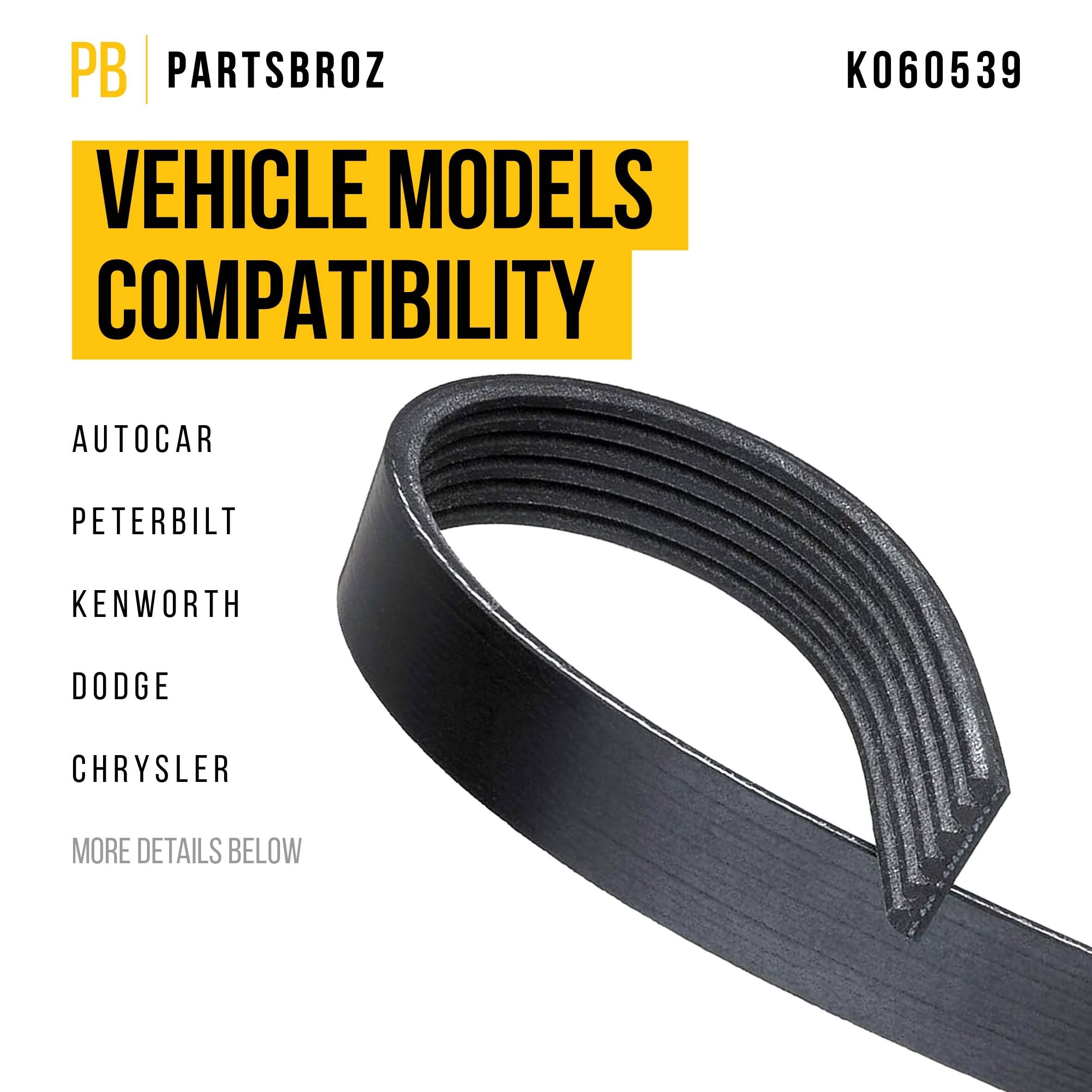 Partsbroz K060539 Micro-V Serpentine Drive Belt - Compatible With Gates Continental Dayco Bando Acdelco Masterpro Goodyear - Rep