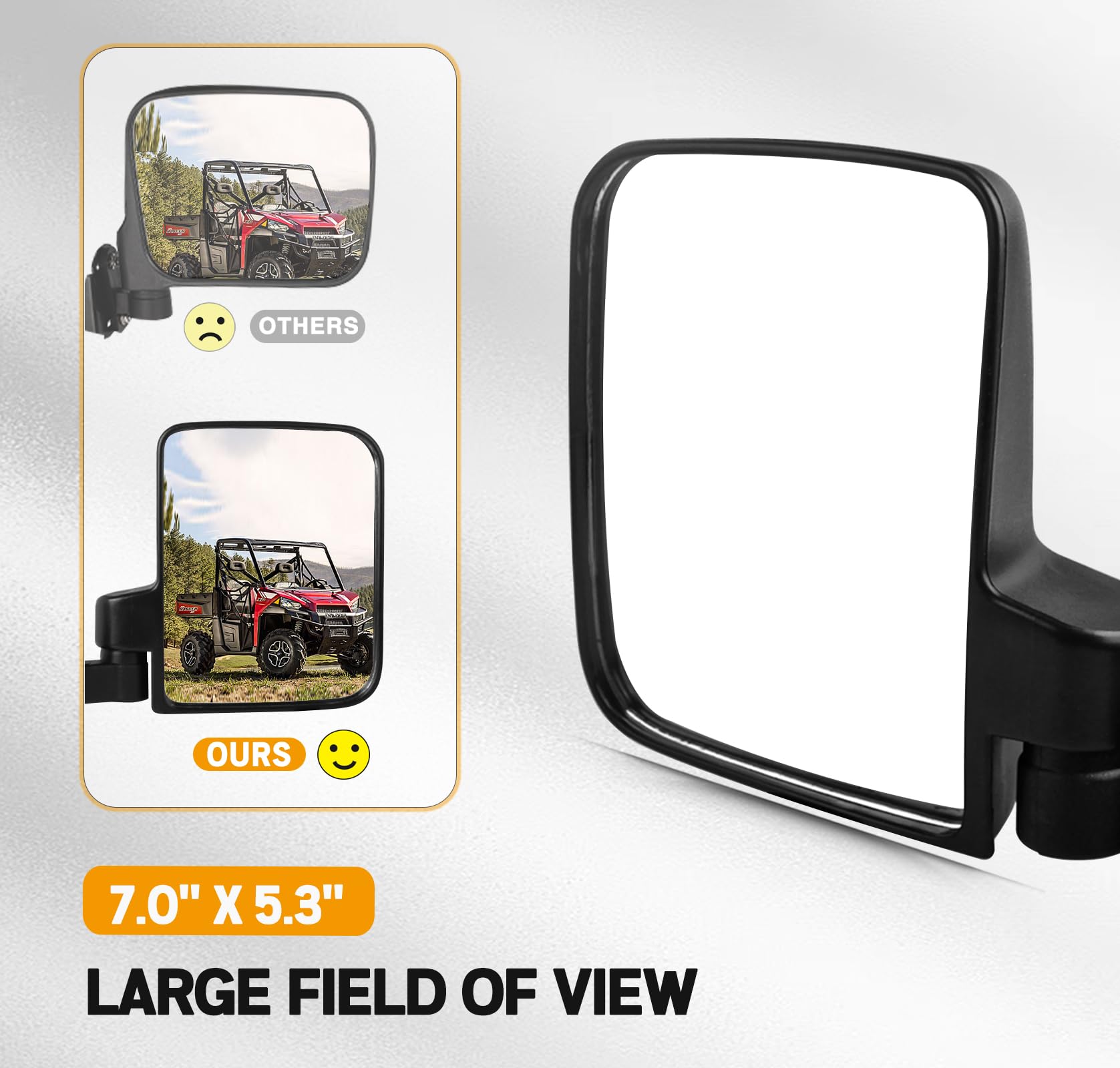 Ranger Side View Mirror Compatible with 2015-2024 Polaris Ranger 500 570 900 Fits Pro-Fit Cab Lock N Ride Factory Cage Frame Ran