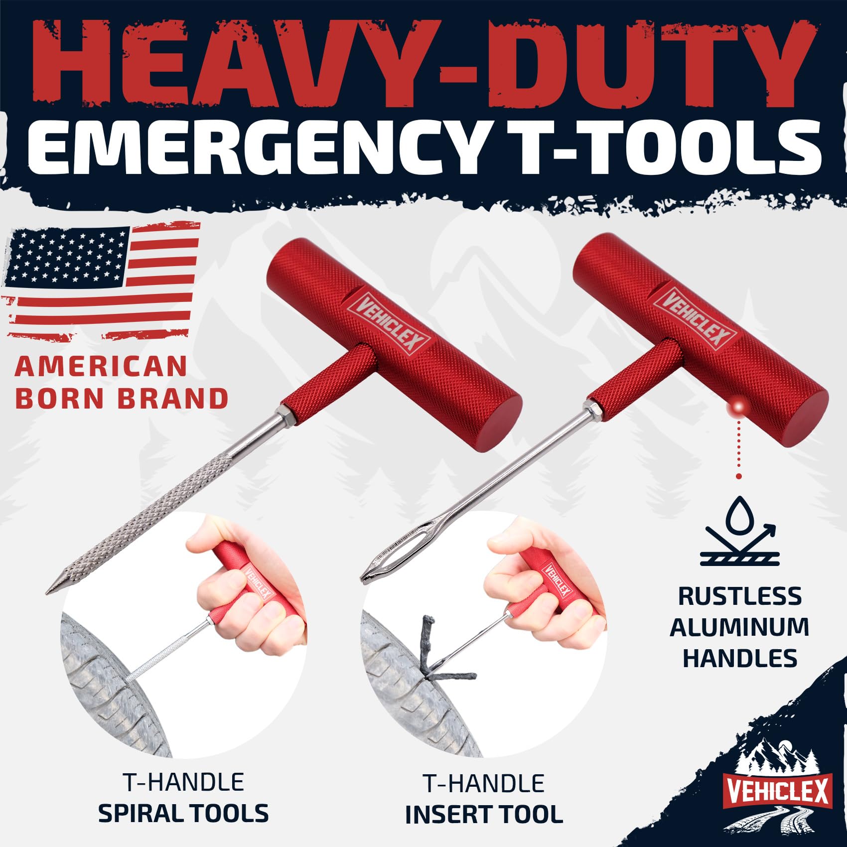 Vehiclex Tire Repair Kit For Plug And Patch With Aluminum Handled Tools - Emergency Kit With Pliers In Zippered Bag For Car, Mot