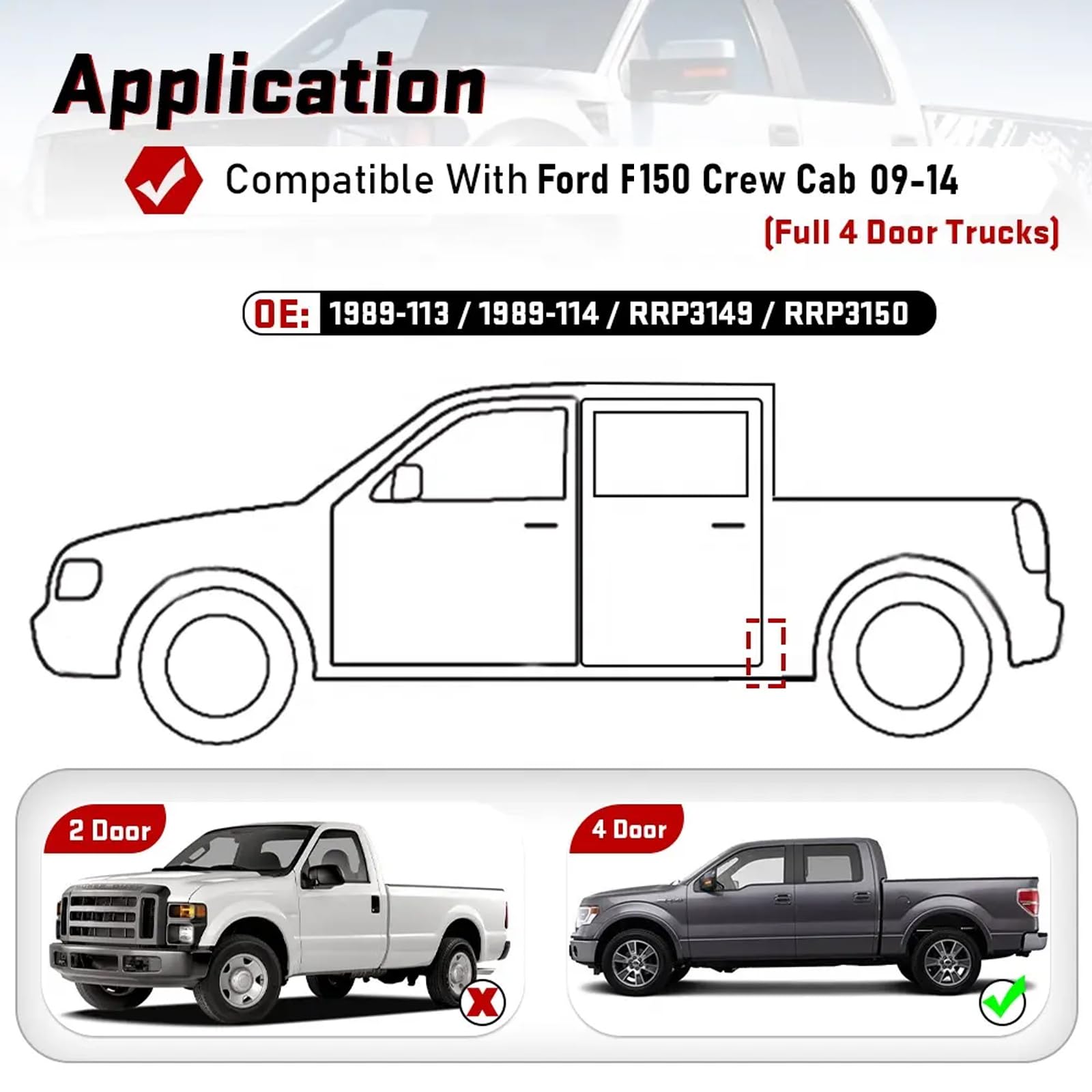 Wocch F150 Cab Corners Pickup Truck Corner Rust Repair Steel Panel Cover for Ford F150 Crew Cab 4 Door 2009 2010 2011 2012 2013