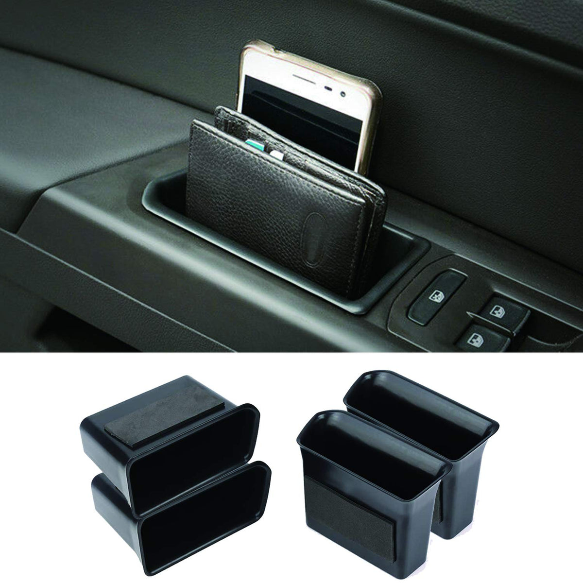 Citumo 4PK Armrest Container Door Storage Organizer Box Tray Handle for VW Volkswagen Atlas 2018-2022 Atlas Cross Sport (2 Front