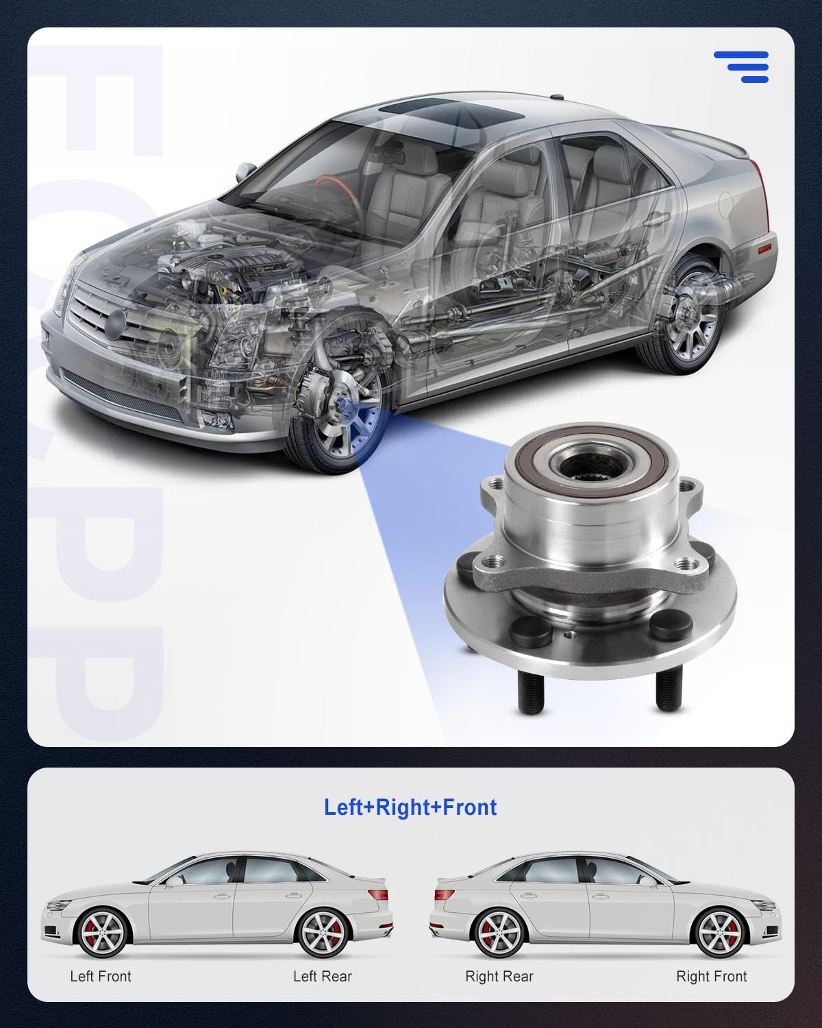 ECCPP Replacement For Wheel Bearing Hub 513267 Hub Bearing Assembly Hub Assemblies Front Axle 5 Lugs For Acura MDX Base Model V6