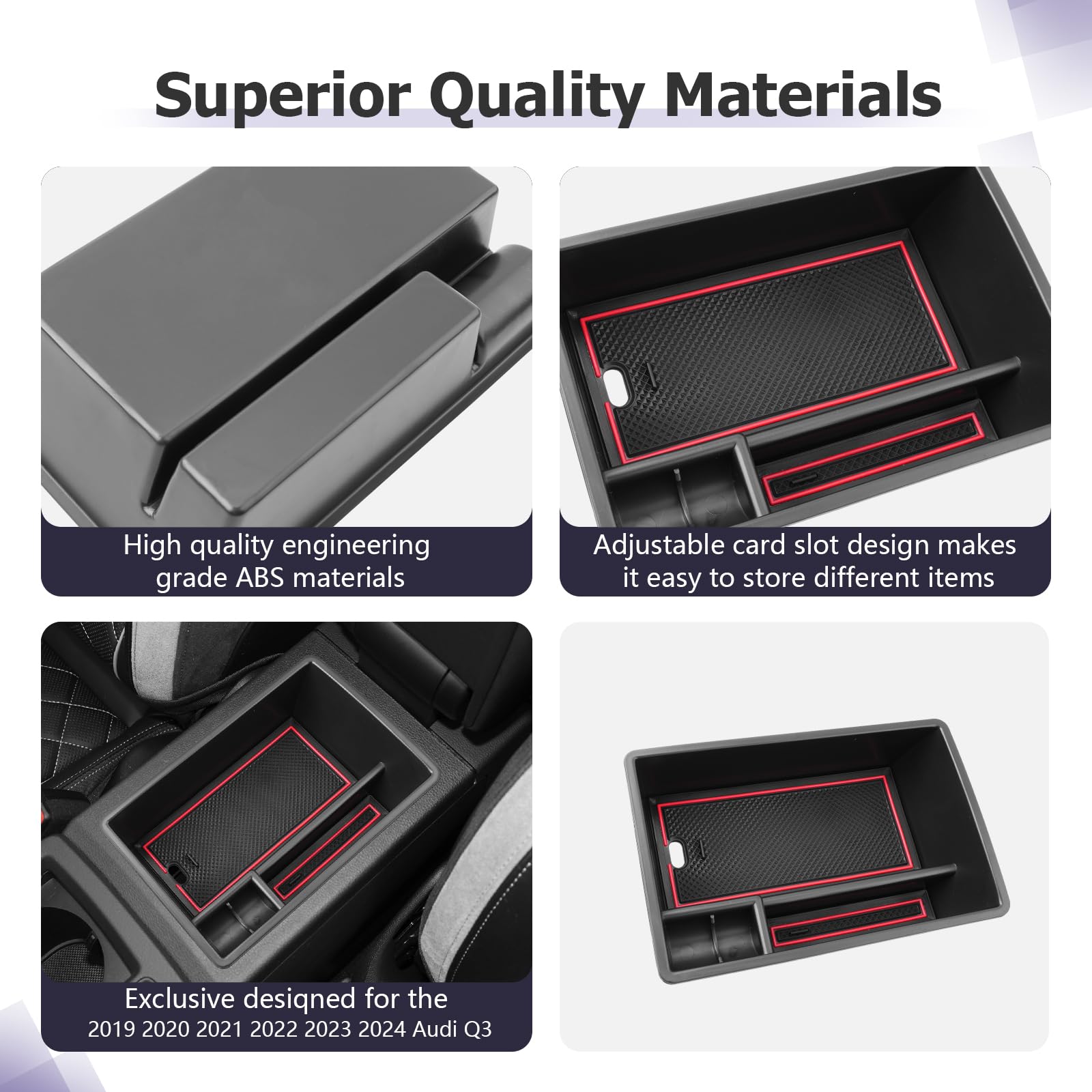 ZCLINKO 2019-2025 Auid Q3 F3 Center Console Organizer Armrest Storage Box Insert Tray Armrest Console Organizer 2024 2025 Auid Q
