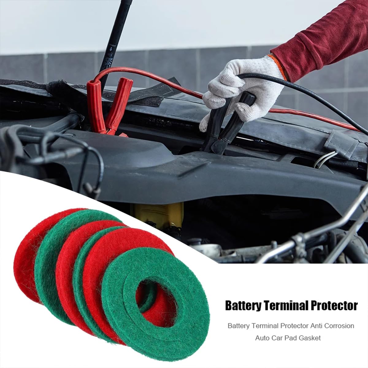 BESULEN 10PCS Car Battery Post Terminal Shims, Auto Lead Terminal Shim Caps with 12 Piece Washers for Top Post Battery Post Ends