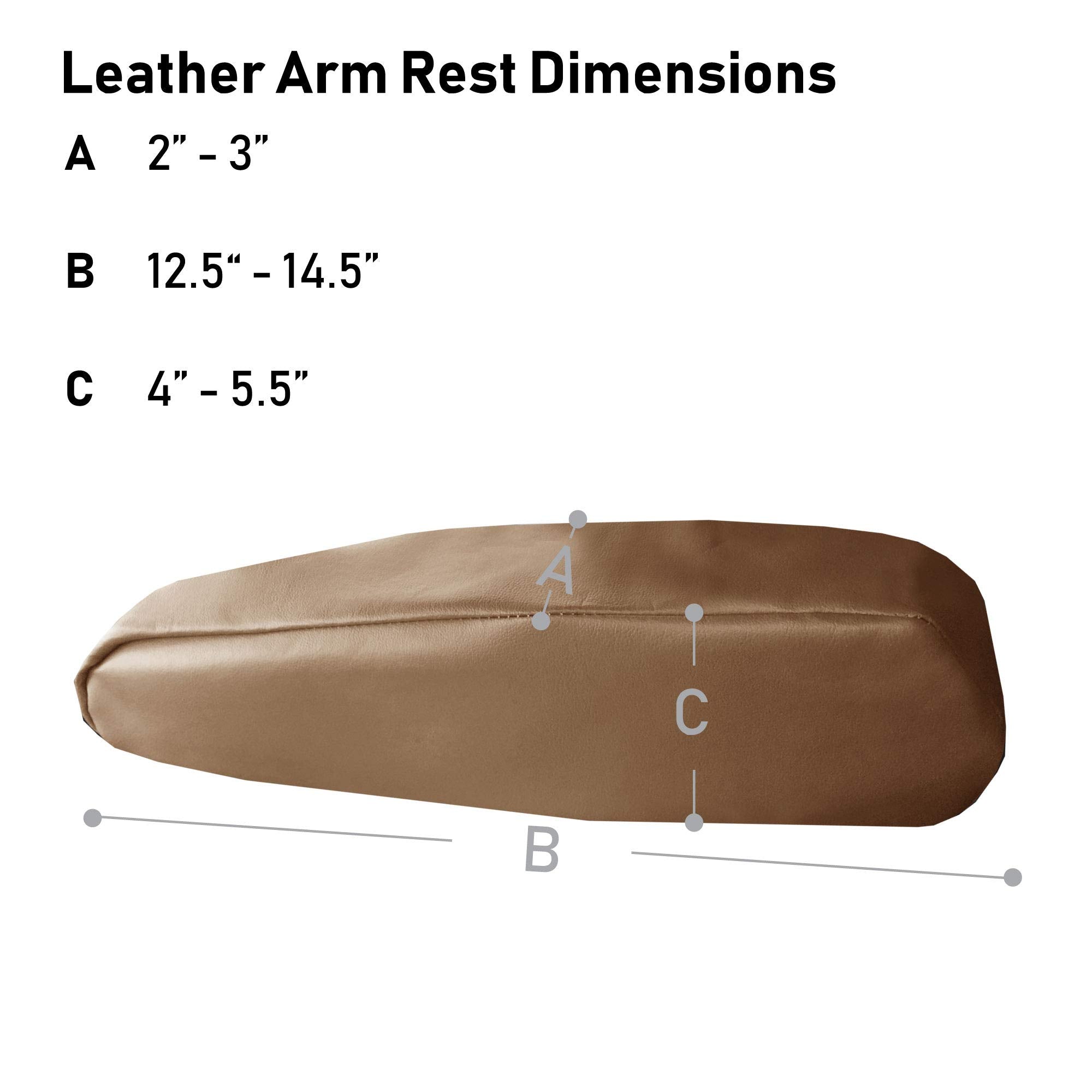Fh Group Premium Faux Leather Armrest Cover Semi-Universal Fit, One Pair, Set Of 2 Tan