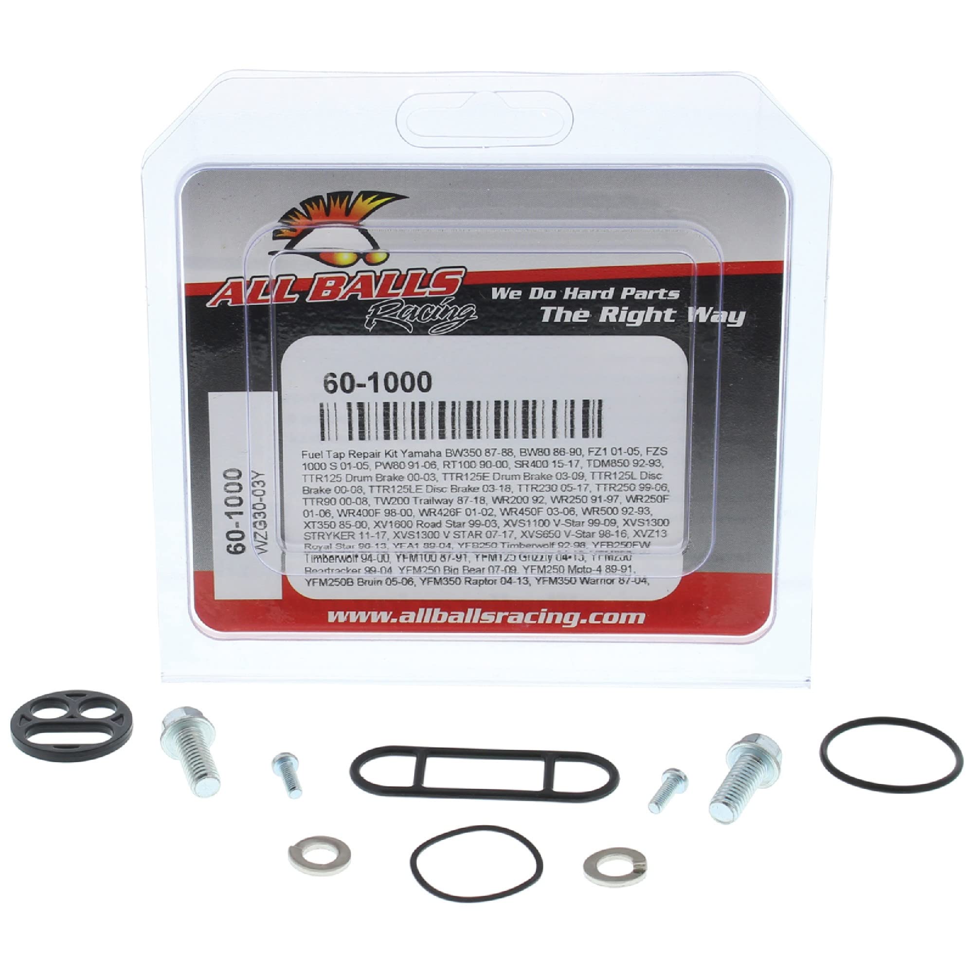All Balls Racing Fuel Tap Repair Kit 60-1000 Compatible With/Replacement For Yamaha Bw350 1987-1988, Bw80 1986-1990, Tdm850 1992-1993, Ttr125 Drum Brake 2000-2003
