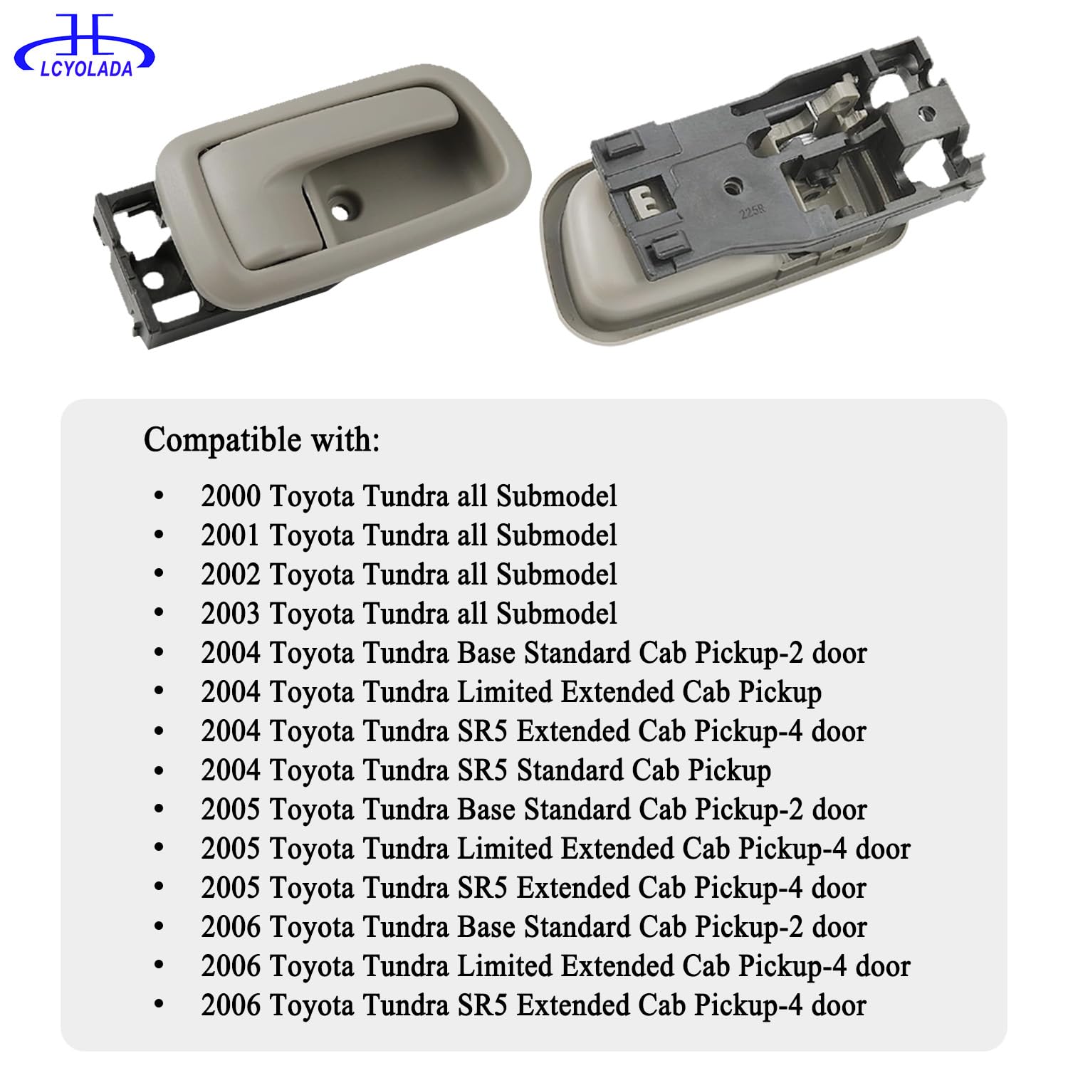 Lcyolada Set Of 4 Interior Door Handles W/Bezel (Gray) Fit For 2000-2006 Toyota Tundra(Standard/Extended Cabs Only),Front And Re