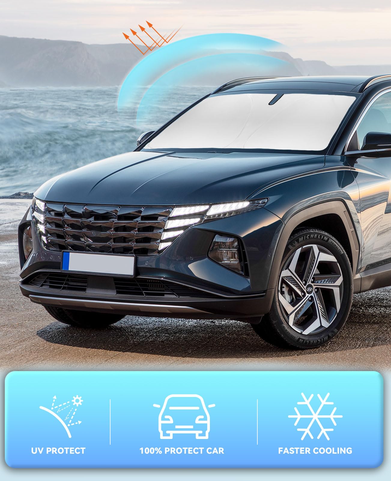 Sun Shade For Tucson Windshield Sunshades For 2016-2020 2021 Tucson For Hyundai Windshield Cover Foldable Front Window Shields 2