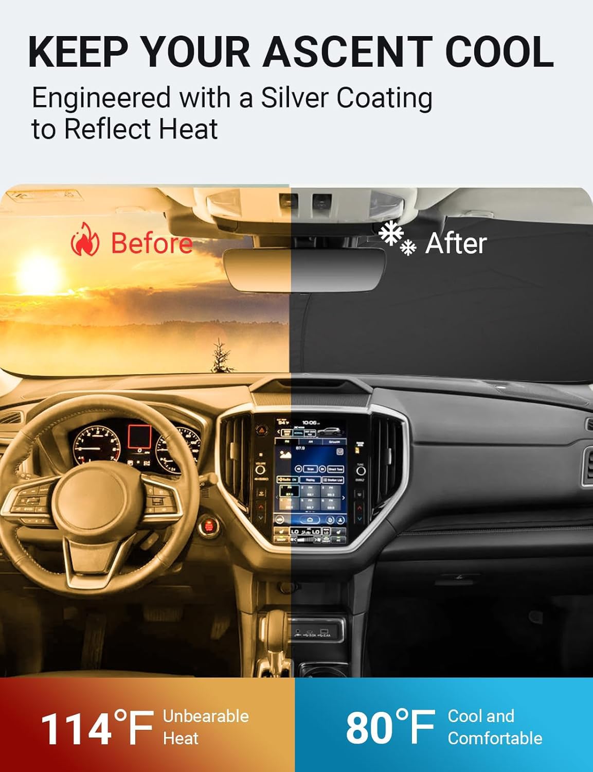 Proadsy 2025 Upgrade Windshield Sunshade Custom For 2019-2024 2025 Subaru Ascent 4-Layer Front Window Shade Reflective Heat Uv P