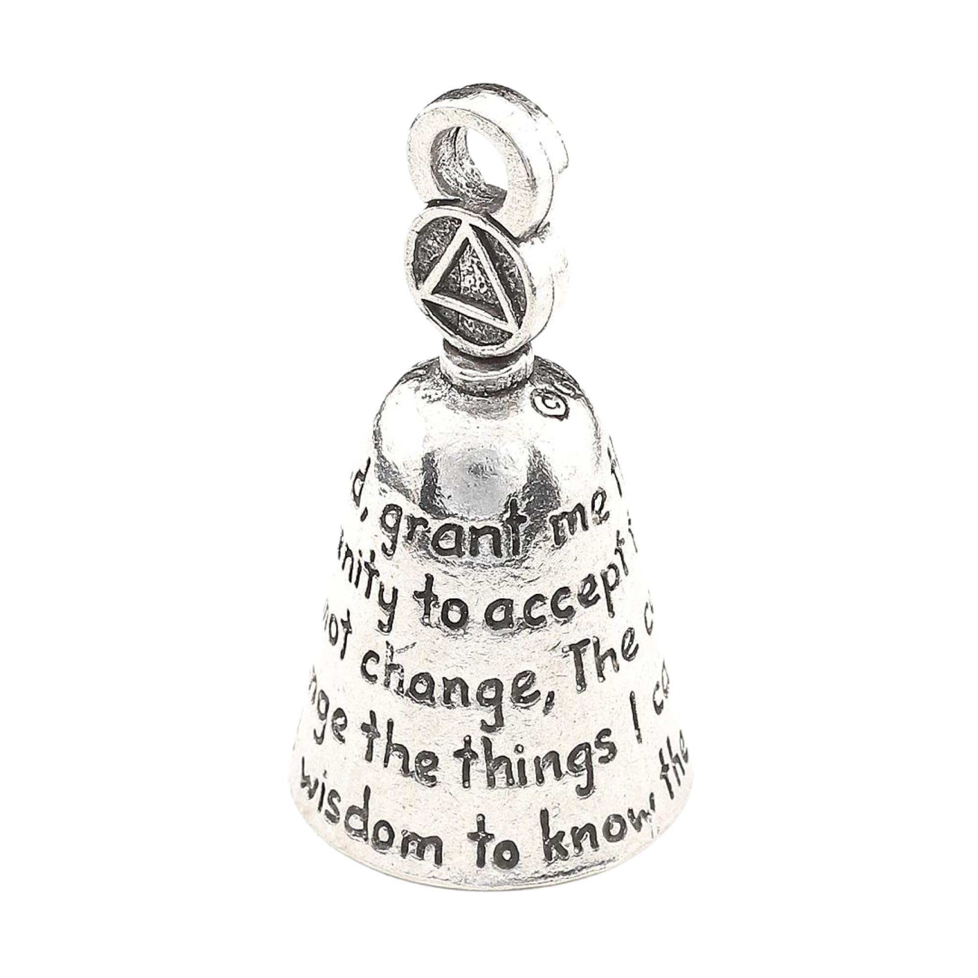 Guardian Bell Serenity Prayer Good Luck Bell W/Keyring & Black Velvet Gift Bag | Motorcycle Bell | Lead-Free Pewter | Made In Us