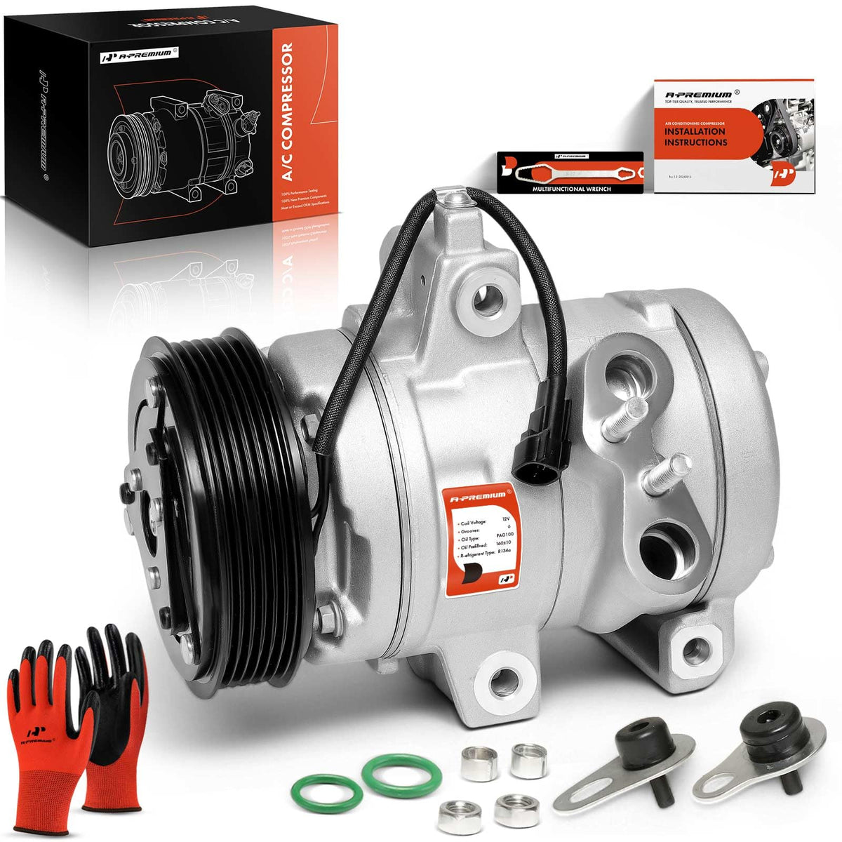A-Premium Air Conditioner AC Compressor with Clutch Compatible with Ford Focus 2.0L 2008-2011, Transit Connect 2010-2013 2.0L