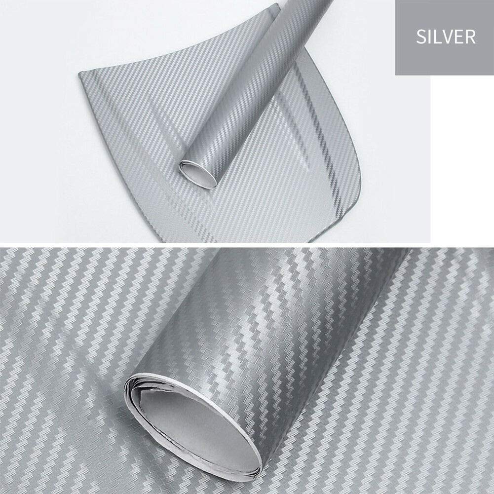 Lzlrun 3D Silver Carbon Fiber Vinyl Wrap - Outdoor Rated For Automotive Use - 1.5Ft X 5Ft Knife + Hand Tool