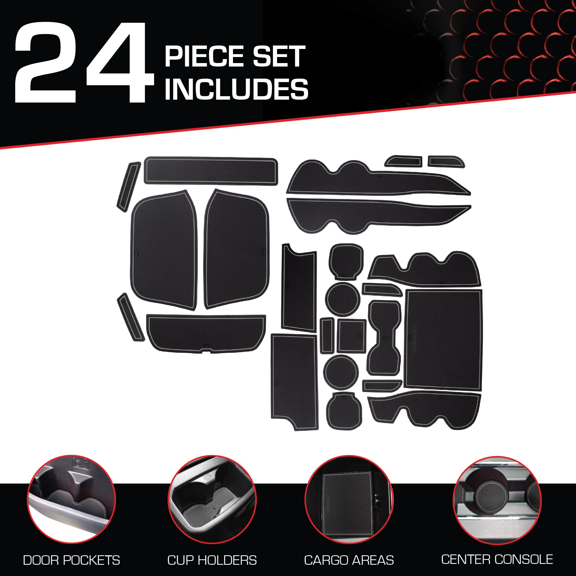 CupHolderHero Fits Toyota Tacoma 2016-2023 Accessories, Custom Non-Slip Anti-Dust Cup Holder Inserts, Center Console Liners, Doo