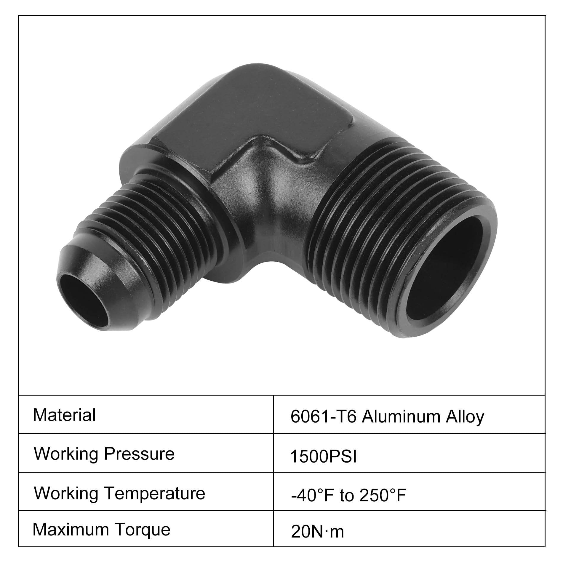 Evil Energy 8An Male Flare To 3/4'' Npt Pipe 90 Degree Fitting Adapter Aluminum Black