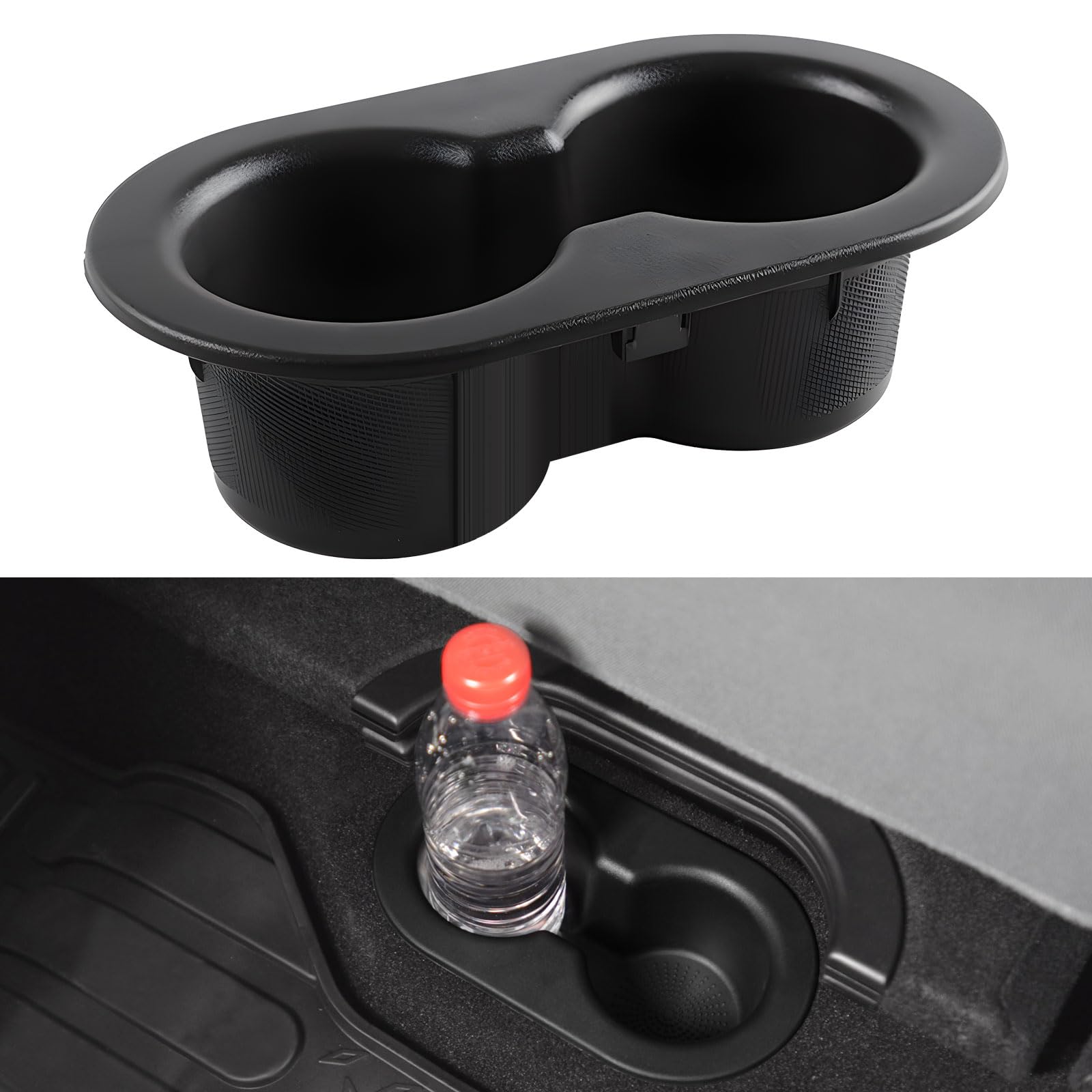 Litmiracle Rear Seat Cup Holder Compatible With Dodge Ram 1500 2500 3500 4500 & Dodge Dokata 2002-2017, Dual Drink Cupholder Replaces# 5Hd65Dx9Ac,Abs Plastic, Black