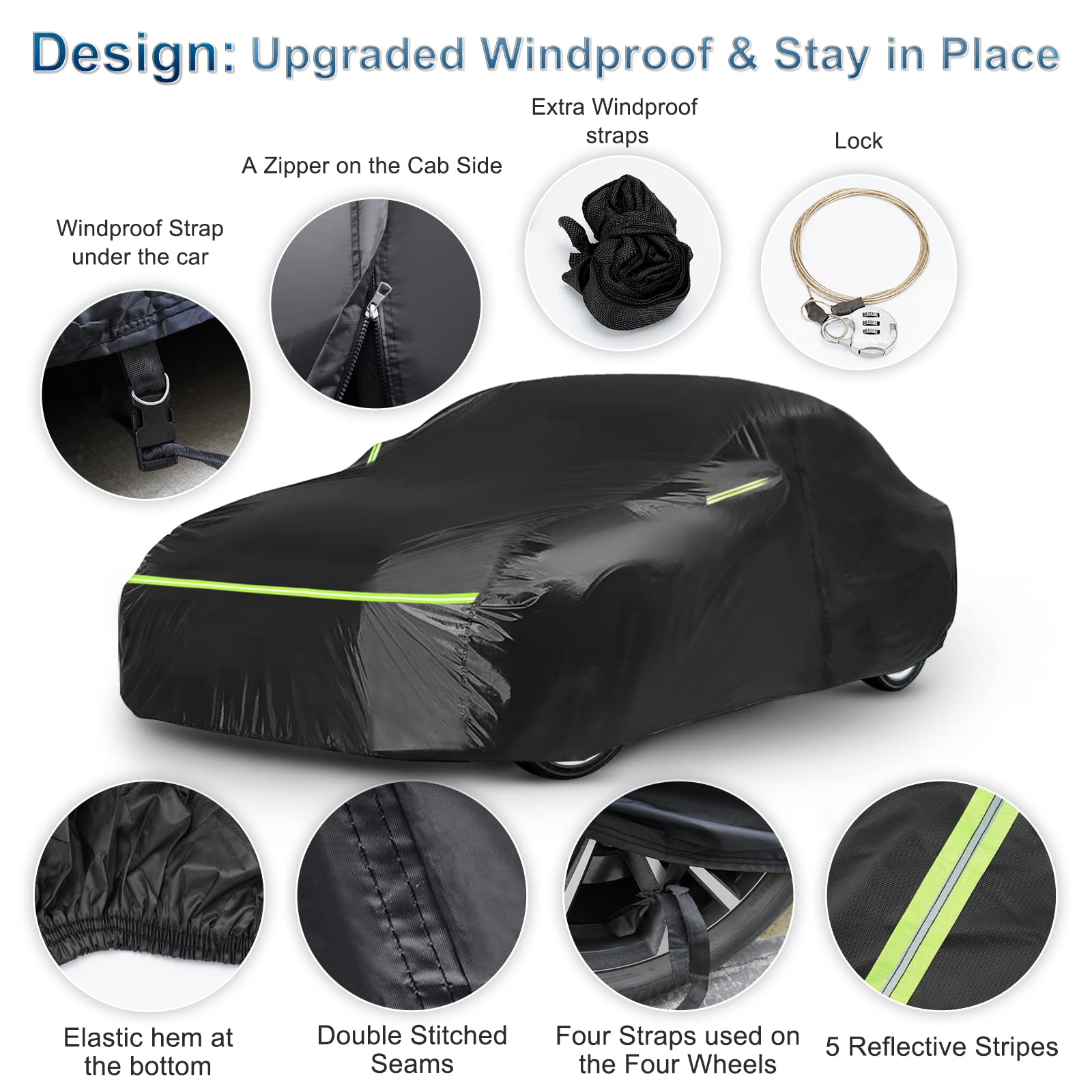 for Mercedes Benz E Car Cover Waterproof All Weather Heavy Duty Protection Outdoor Full Car Covers Windproof with Driver Side Zi