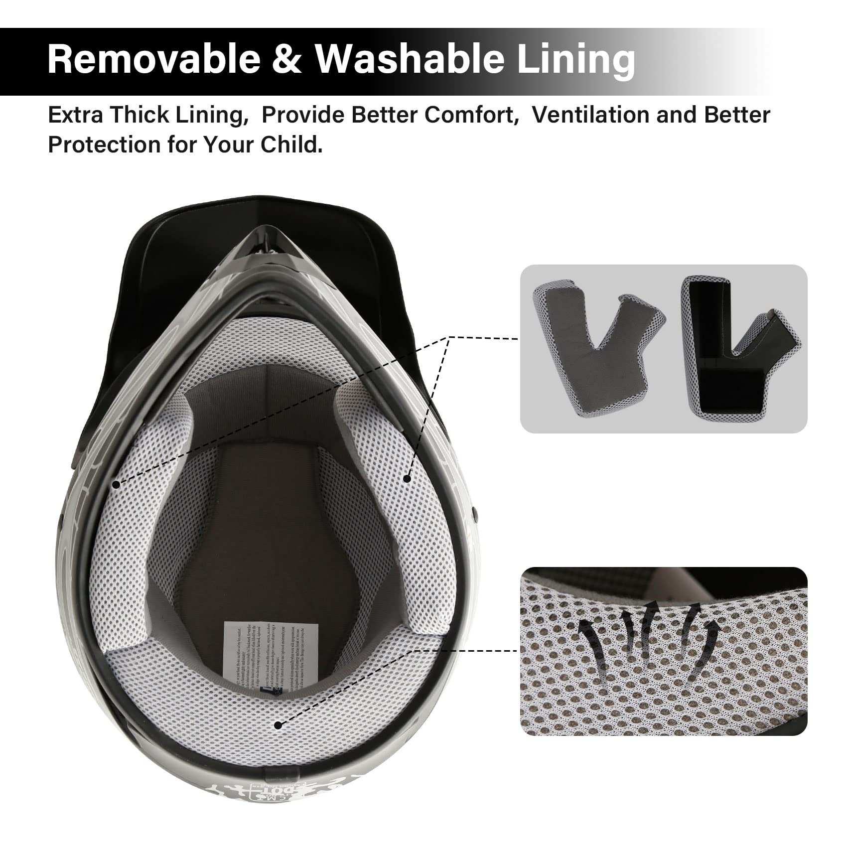 Xfmt Dot Youth Kids Motocross Offroad Street Dirt Bike Helmet Youth Motorcycle Atv Helmet With Goggles Gloves Black Skull Xl