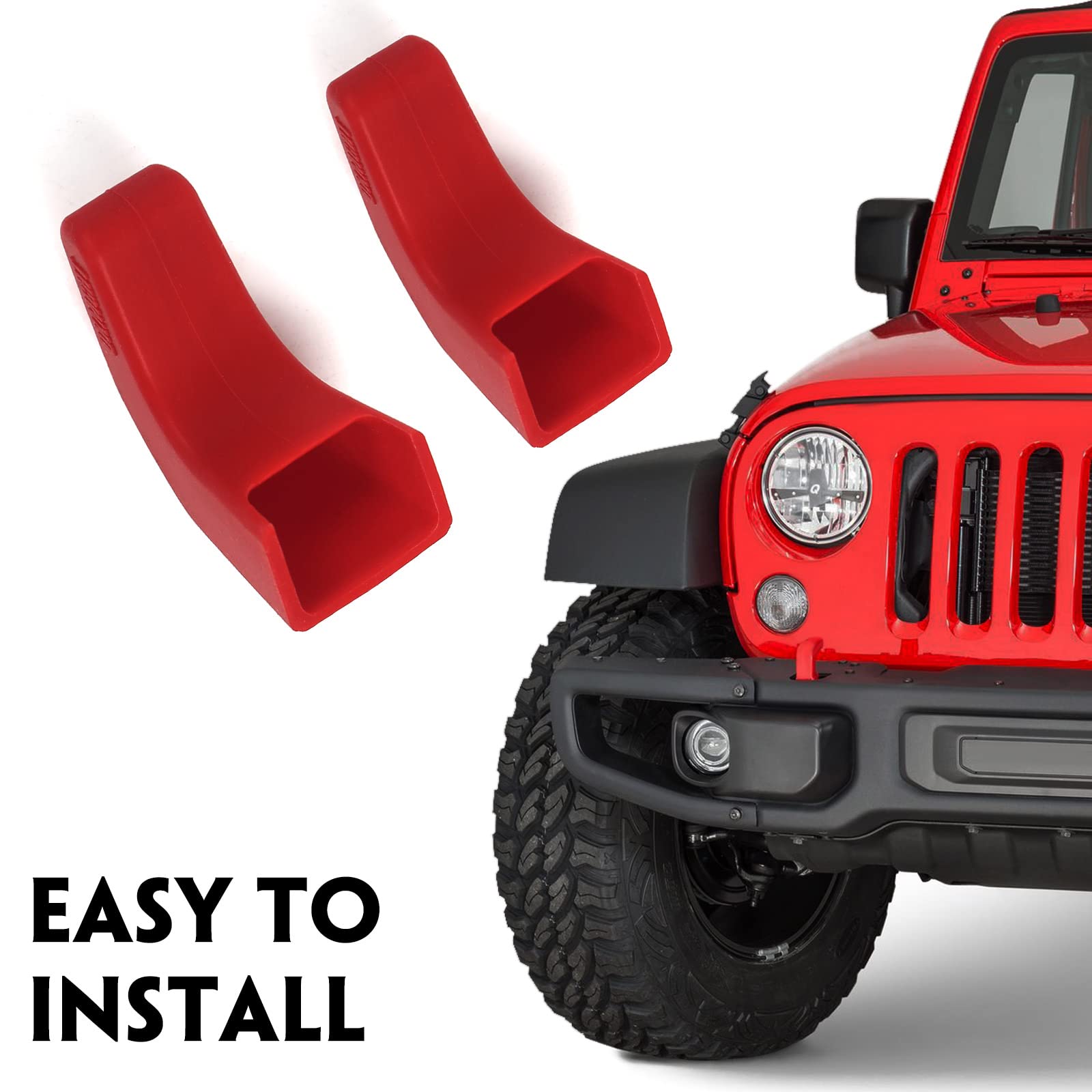 Dkmght Factory Bumper Tow Hook Covers (Upgrade) For Jeep Wrangler Jk Jl Gladiator Tj, Red Protector Accessories 2007-2022