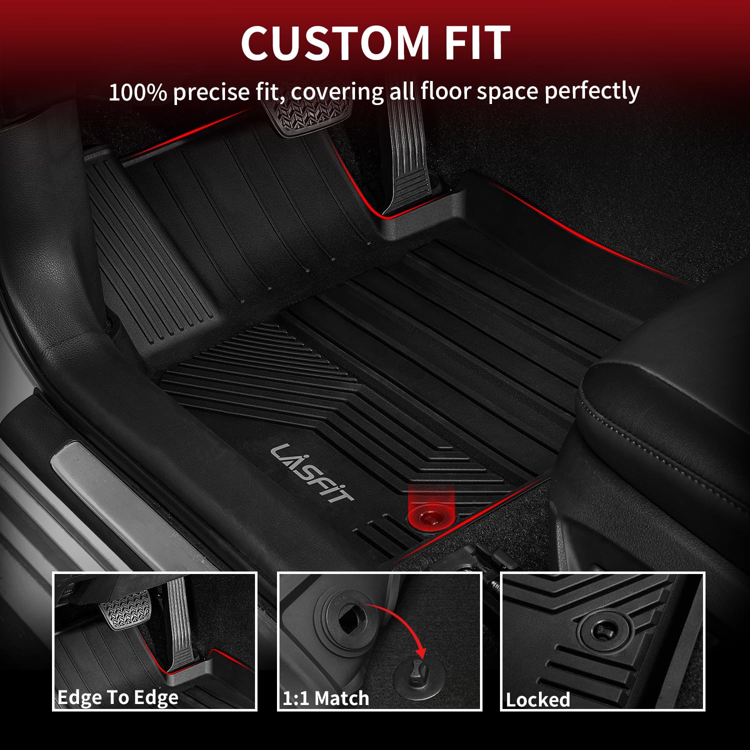Lasfit Floor Mats For Toyota Camry 2024-2018, Fwd Only (Not Fit Hybrid Or Awd), All Weather Custom Fit Floor Liner For Camry L/L