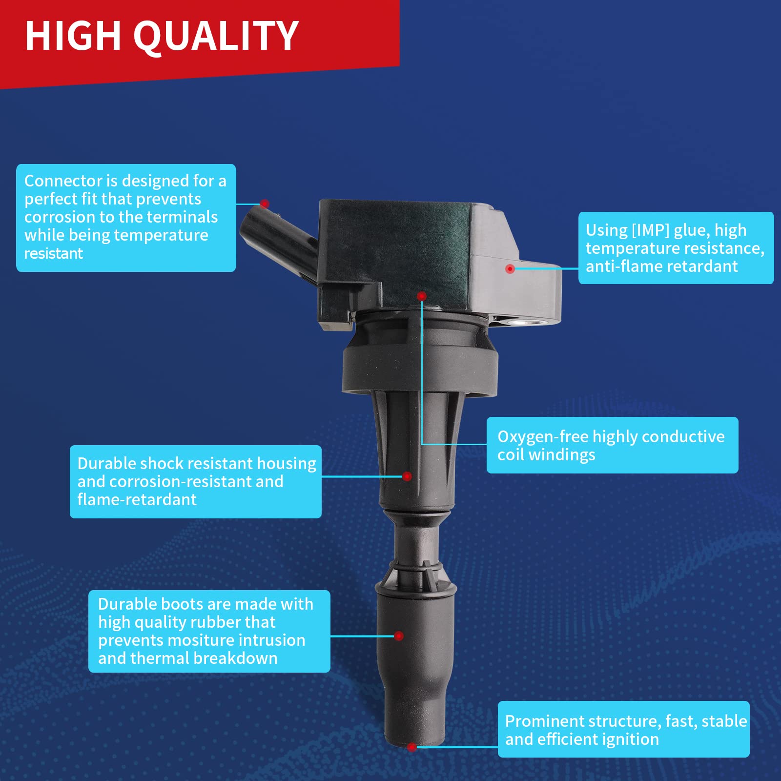 Drcax Oem Ignition Coil Uf817 27301-2B120 Compatible With Elantra 2017-2019 Sonata 2015-2019 Tucson 2016-2018 Kia Forte 2019-202