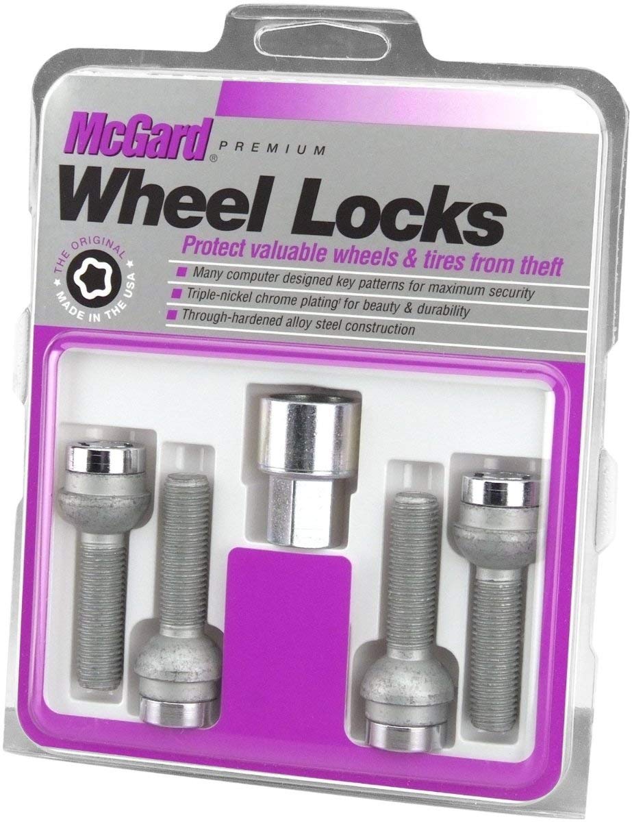 MCGARD 28020 Chrome Bolt Style Radius Seat Lock Bolt Set (M14 x 1.5 Thread Size) - Set of 4