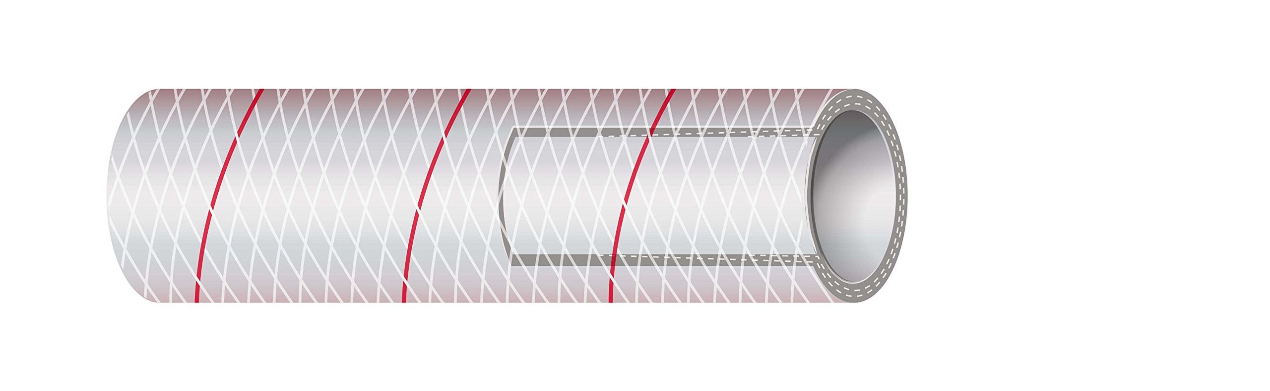 Sierra International All Clear PVC Tubing Polyester Reinforced (Red-Tracer) 1'' x 50' 16-162-1006 All Clear PVC Tubing Polyester