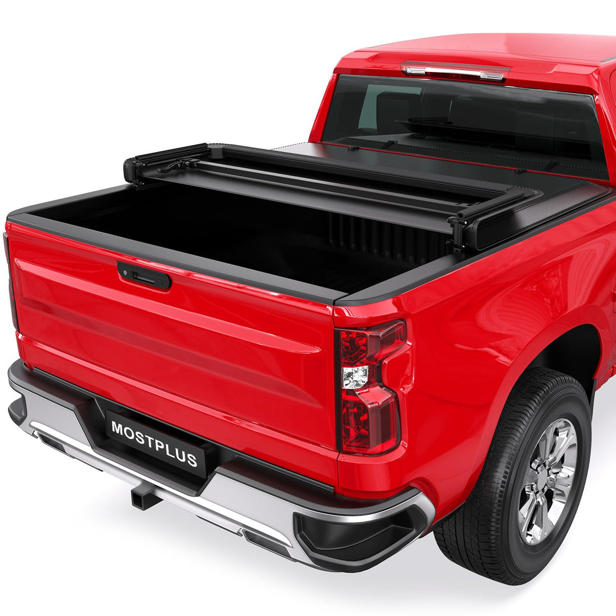 Mostplus Tri-Fold Tonneau Soft Cover Truck Bed Compatible For 07-13 Chevy Silverado 1500 Gmc Sierra 1500 3 Fold (5.8 Ft) On Top