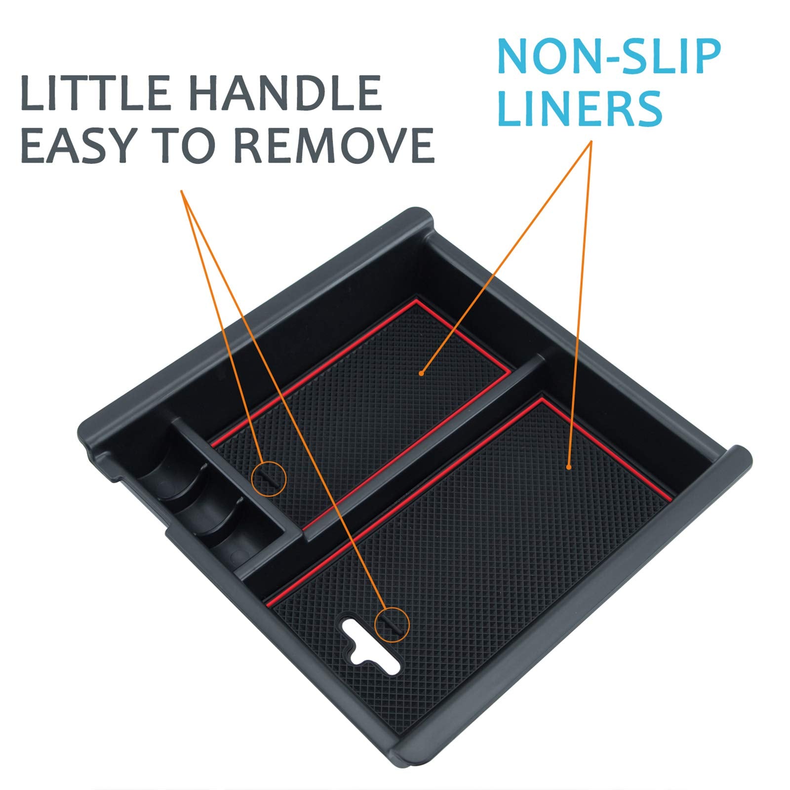 Jkcover Center Console Accessory Organizer Compatible With Toyota Tacoma 2016 2017 2018 2019 2020 2021 2022 2023, Abs Material Armrest Box Insert Tray (Red Trim)