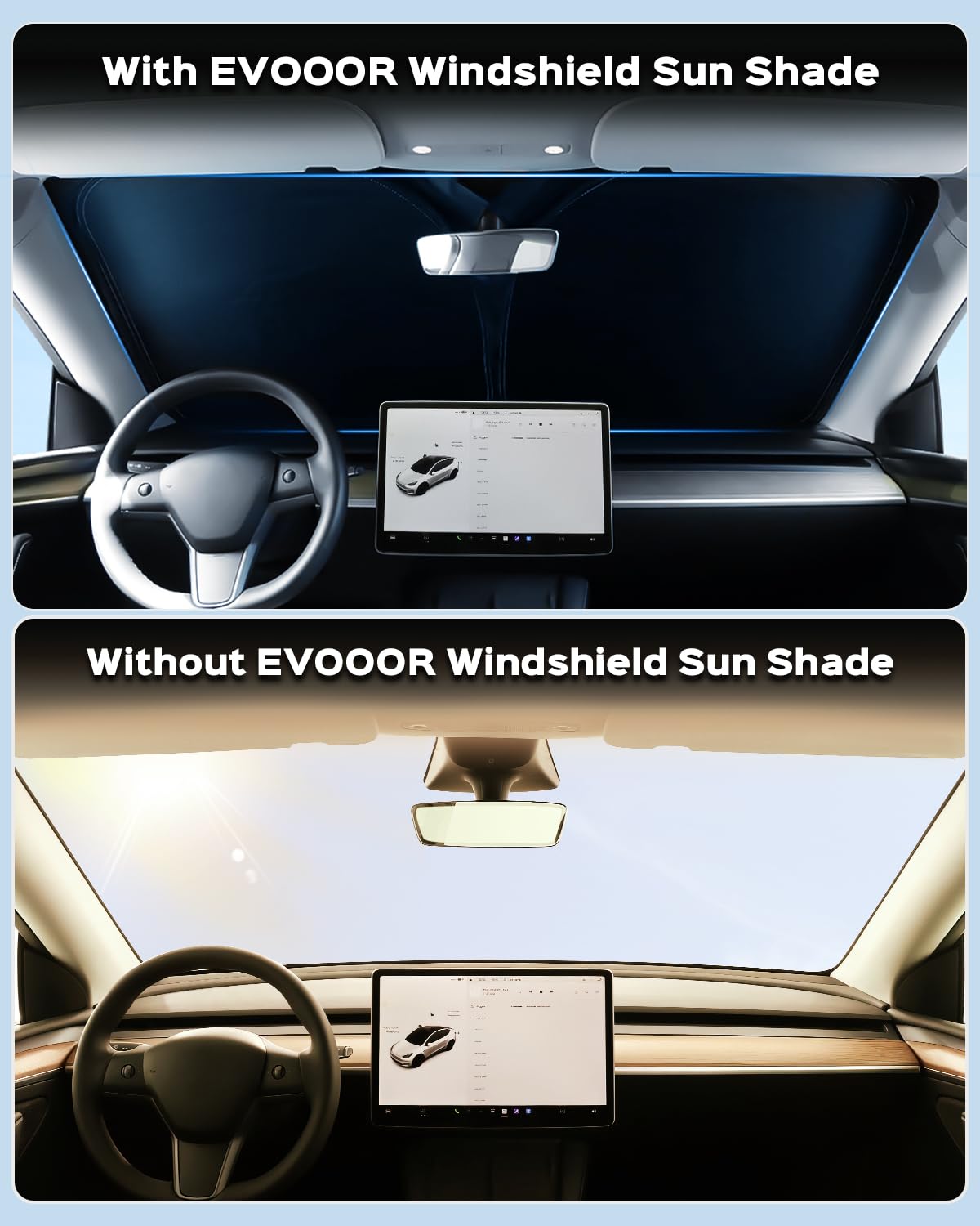 Evooor 8PCS Windshield Sunshade for Tesla Model S,Front&Rear Side Window Privacy Sun Shade Thermal Insulated Privacy Cover Sun V