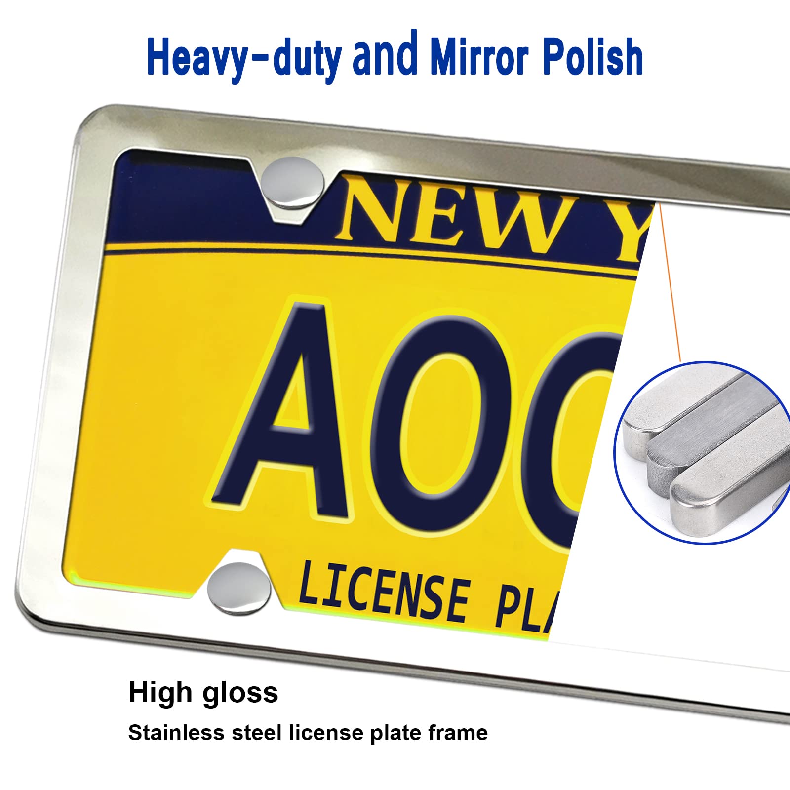 Aootf Trailer License Plate Bracket Holder- Truck/Rvs/Boats Aluminum Car Tag Frame And Stainless Steel Chrome Cover, Universal License Plate Light Mounting Kit With Screw Cap
