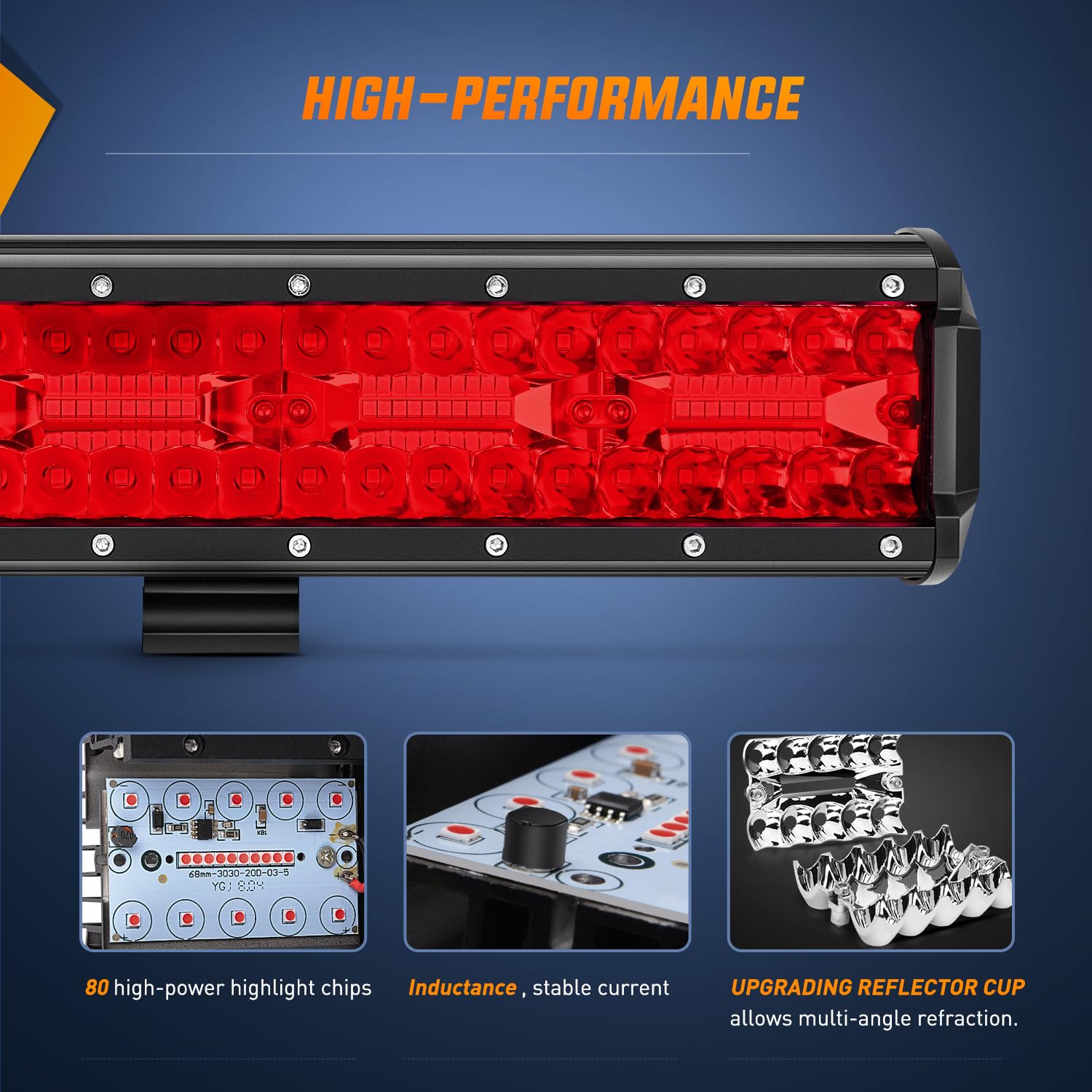 Nilight Led Light Bar 12 Inch 240W Red Pod Lights Triple Row Spot Flood Combo 30000Lm Driving Boat Off Road Lighting For Trucks